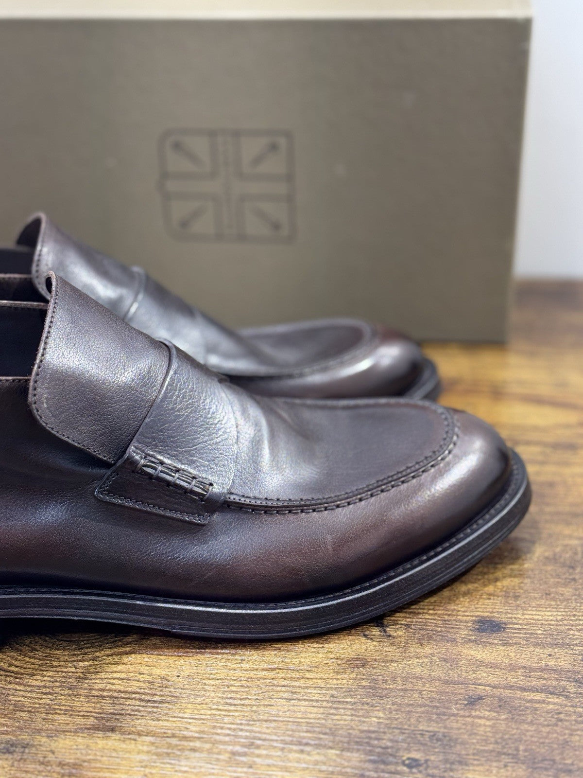 Pantanetti Mocassino  Uomo Pelle Tabacco Casual Luxury Men Shoe 42