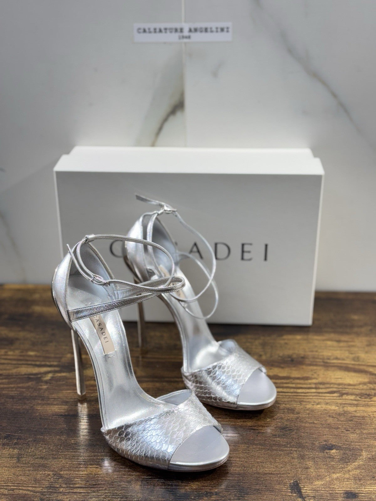 Casadei Sandalo Donna Tacco Blade Pelle Argento Luxury Casadei Woman 39