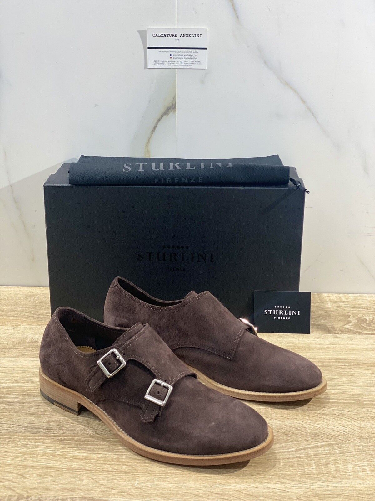 Sturlini Firenze Doppia Fibbia   uomo 25001  Suede Cashmere Moka    handamde 42