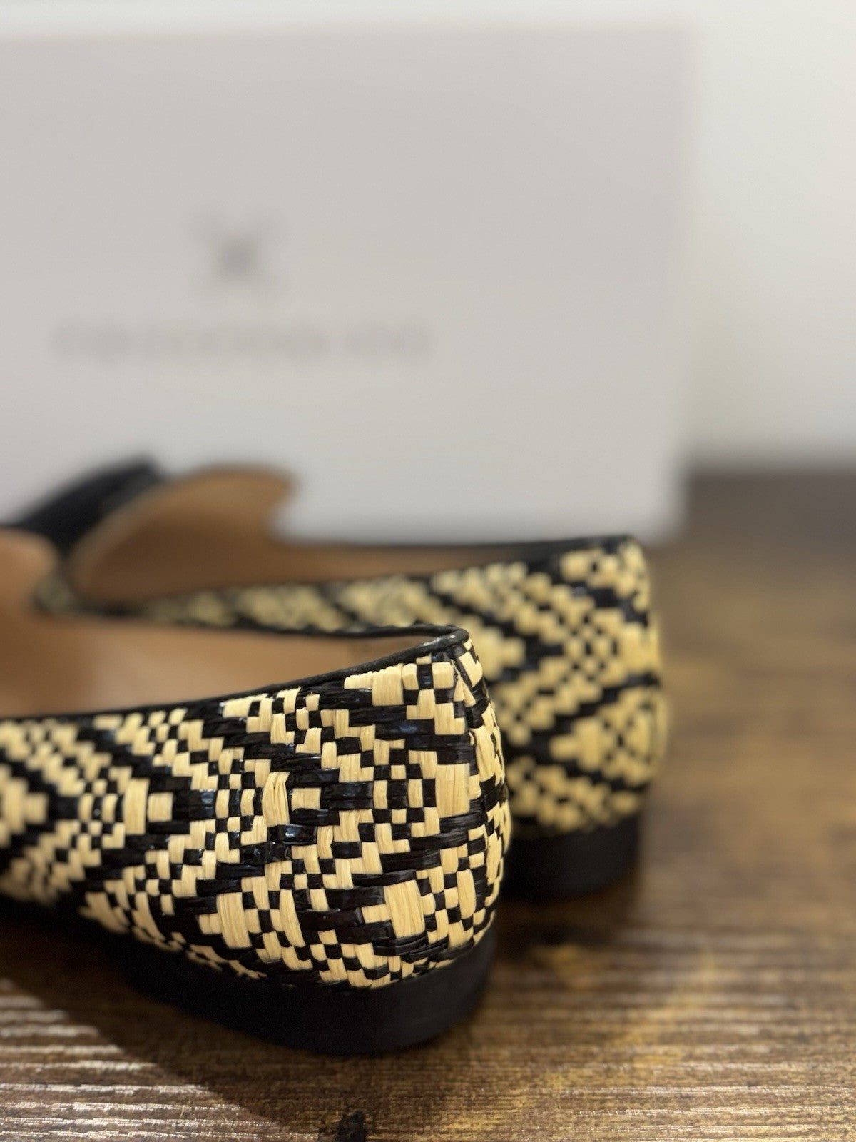 Prosperine Mocassino In Raffia Nero Beige Nappine  Casual Flat Shoes Donna 38.5
