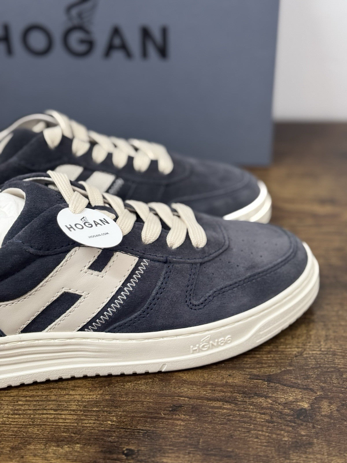 Hogan H630 Sneaker Pelle Suede Blu  Memory Foam Scarpa Hogan Uomo 43