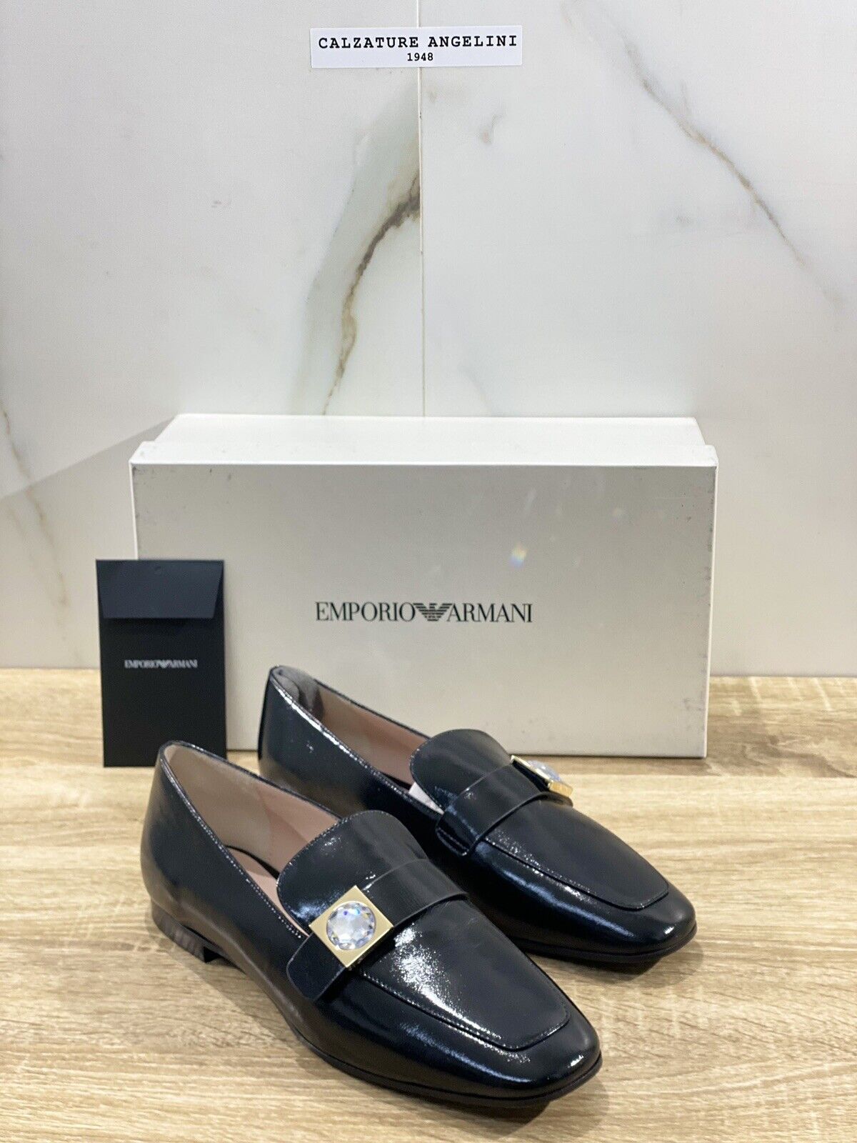 Emporio Armani mocassino donna pelle nero luxury Armani shoes woman 39