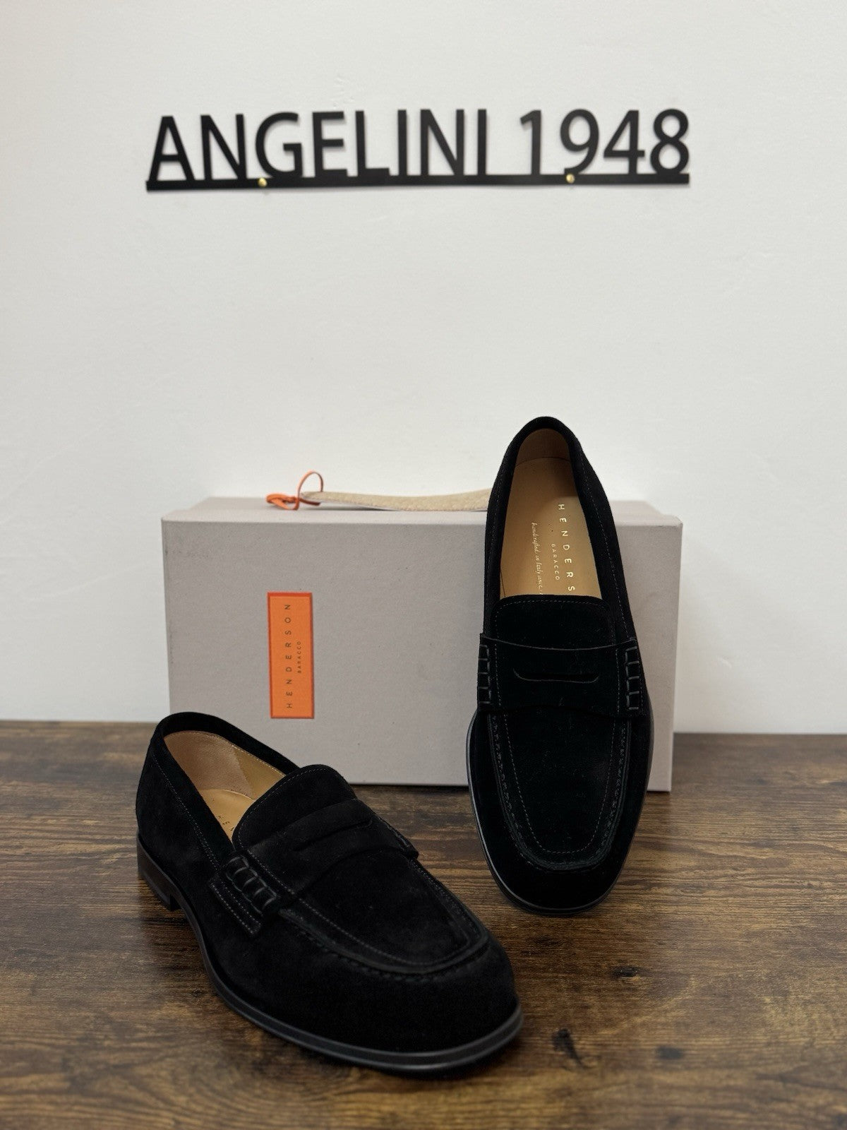 Henderson Baracco Mocassino Pelle Suede Nero  Luxury Handmade Commando Uomo 42