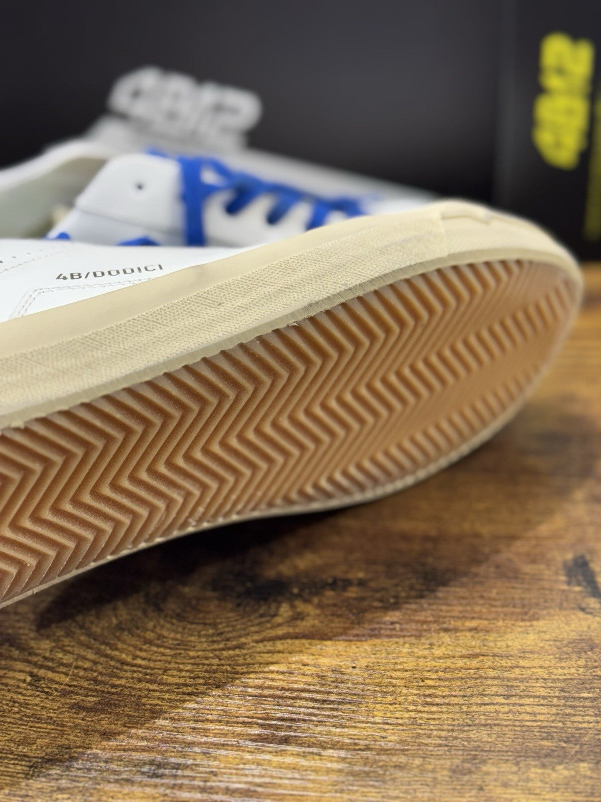 4B12 Sneaker Suprime  Pelle Bianco Bluette   Casual Uomo 43