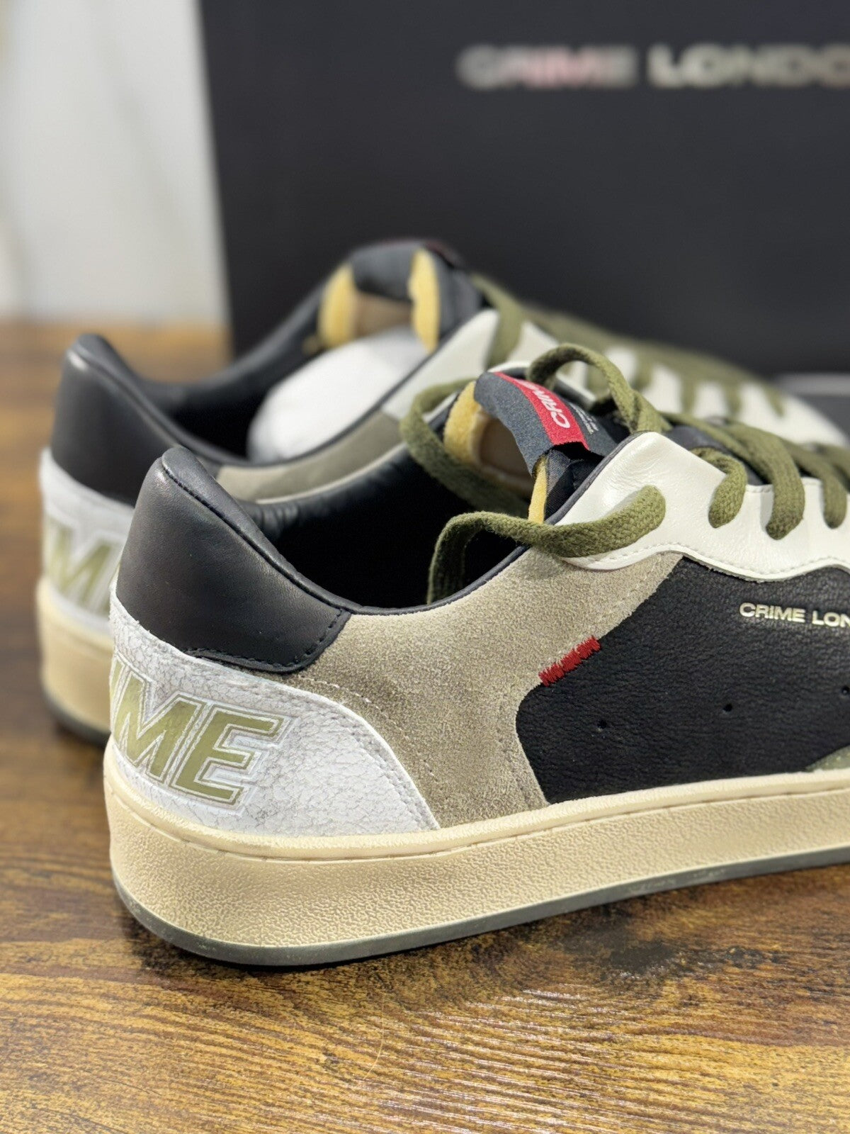 Crime London Sneaker Uomo Chelsea Verde Bianca       Pelle  Casual Men Shoes 44