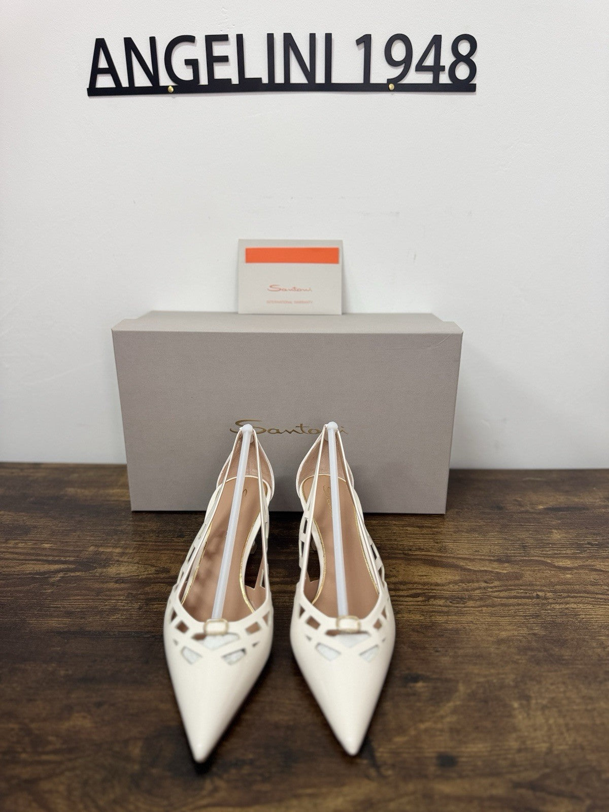 Santoni Décolleté Vernice Bianco Con Tacco  Scarpa Santoni Donna 36.5
