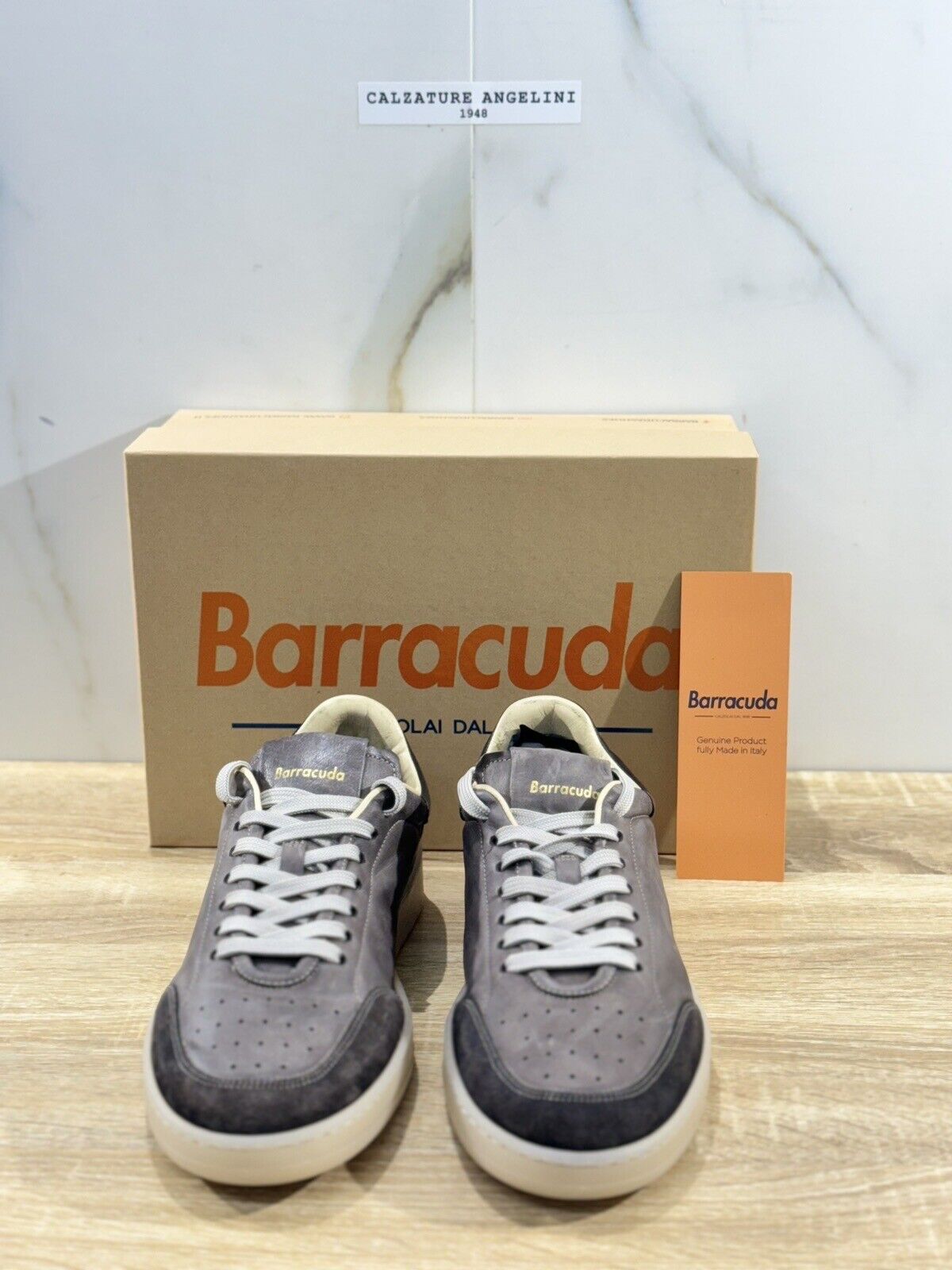 Barracuda Sneaker Uomo Pelle Super Soft Grigio  Fully Made In Italy Denim 45