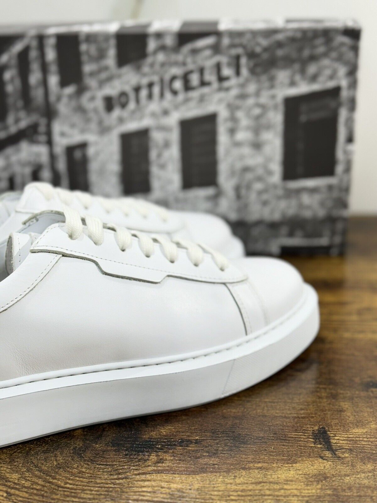 Roberto Botticelli Sneaker Uomo Pelle  Bianca Icon Fondo  Gomma Made In Italy 39