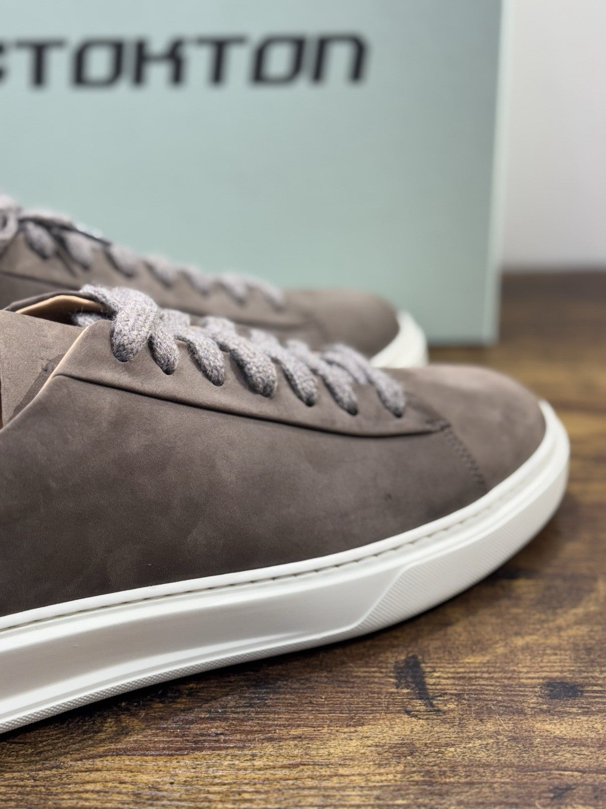 Stokton Sneaker Pelle Nabuk Taupe  100% Made In Italy Uomo 44