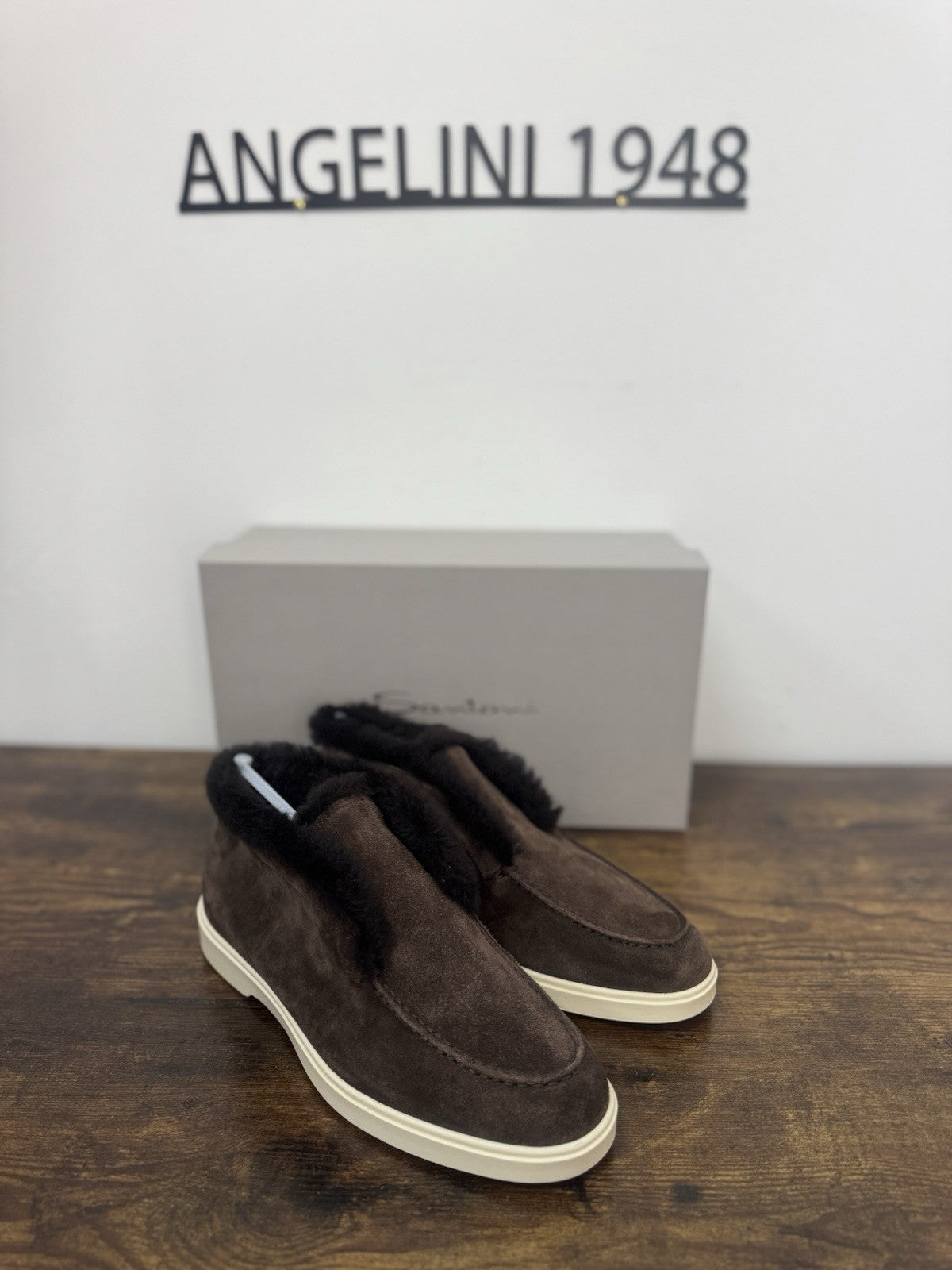 Santoni Open Walk Suede Marrone Pelliccia Casual Boot Donna 38