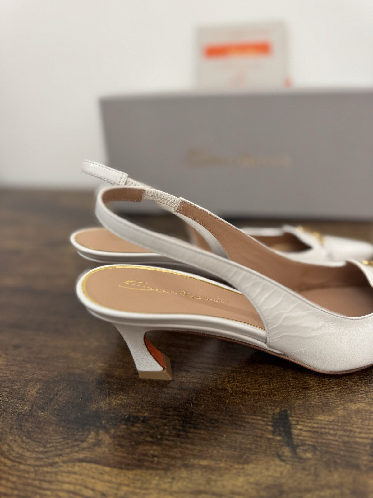 Santoni Sandalo  Sling Back Pelle Bianca  Luxury Santoni Woman Shoes 36