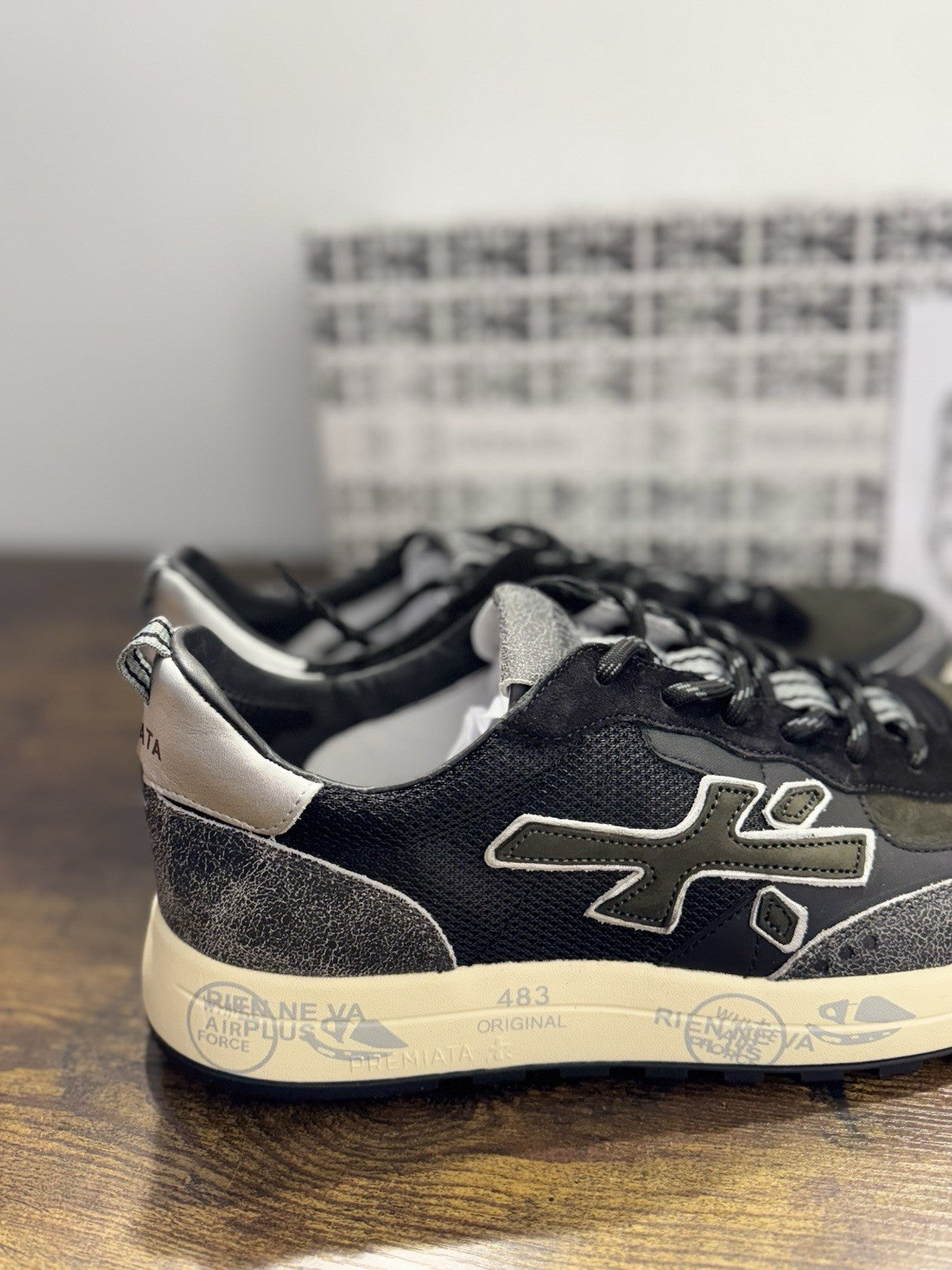 Premiata Nous    Sneaker Pelle Nera E Verde   Casual Premiata Uomo 45