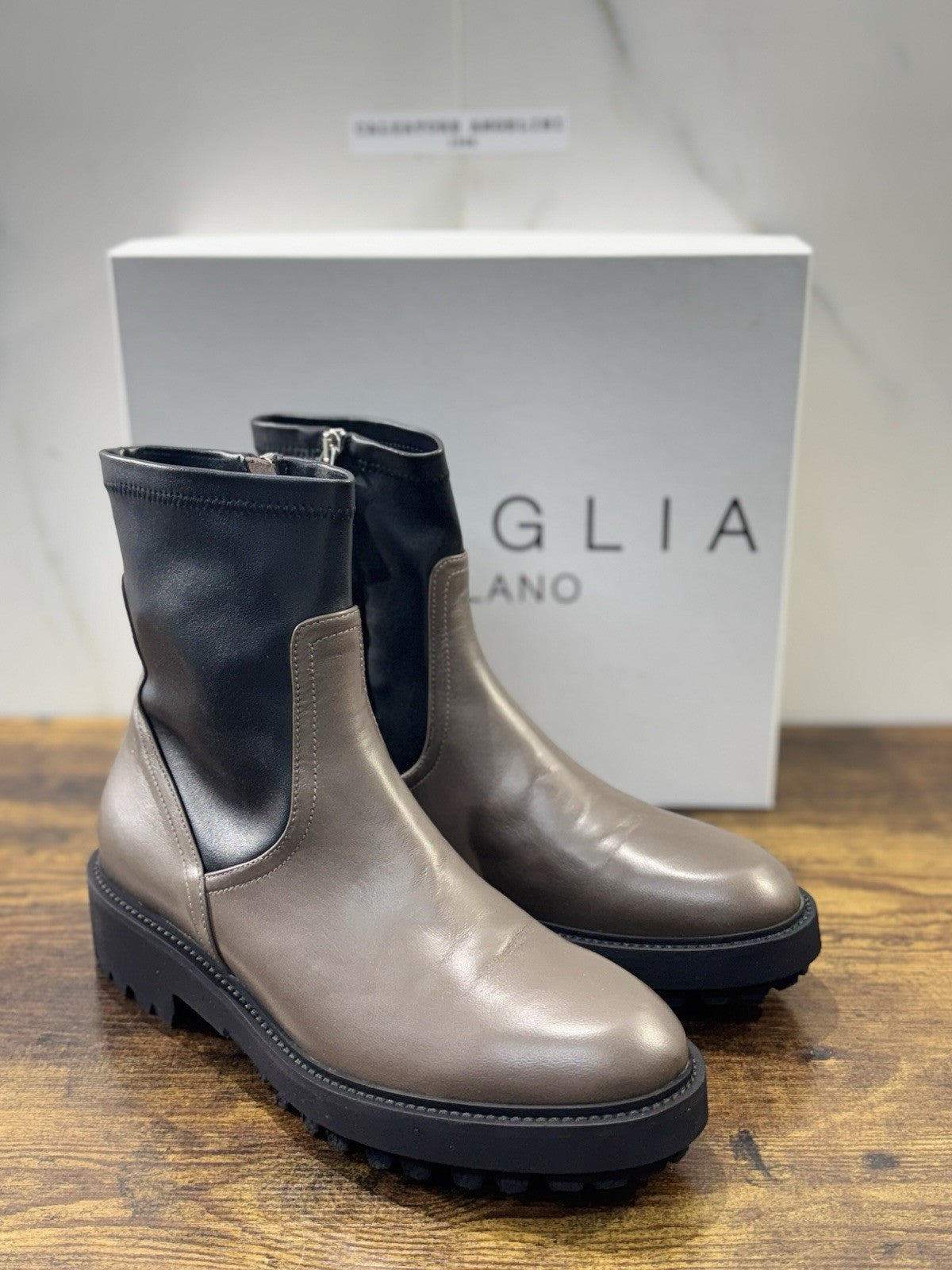 Bruglia Milano Chelsea Boot Fango  Pelle  Top Quality Scarpe Donna 38