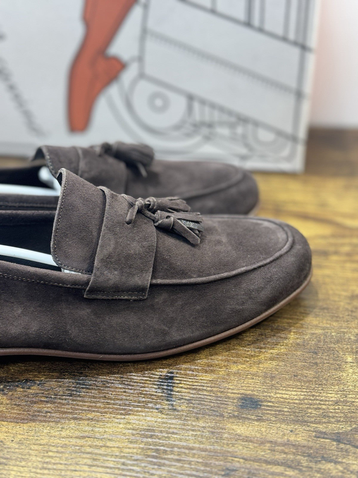 Il Mocassino Tasca Scarpa Suede Marrone 100% Fatta In Italia Mocassino Uomo 42