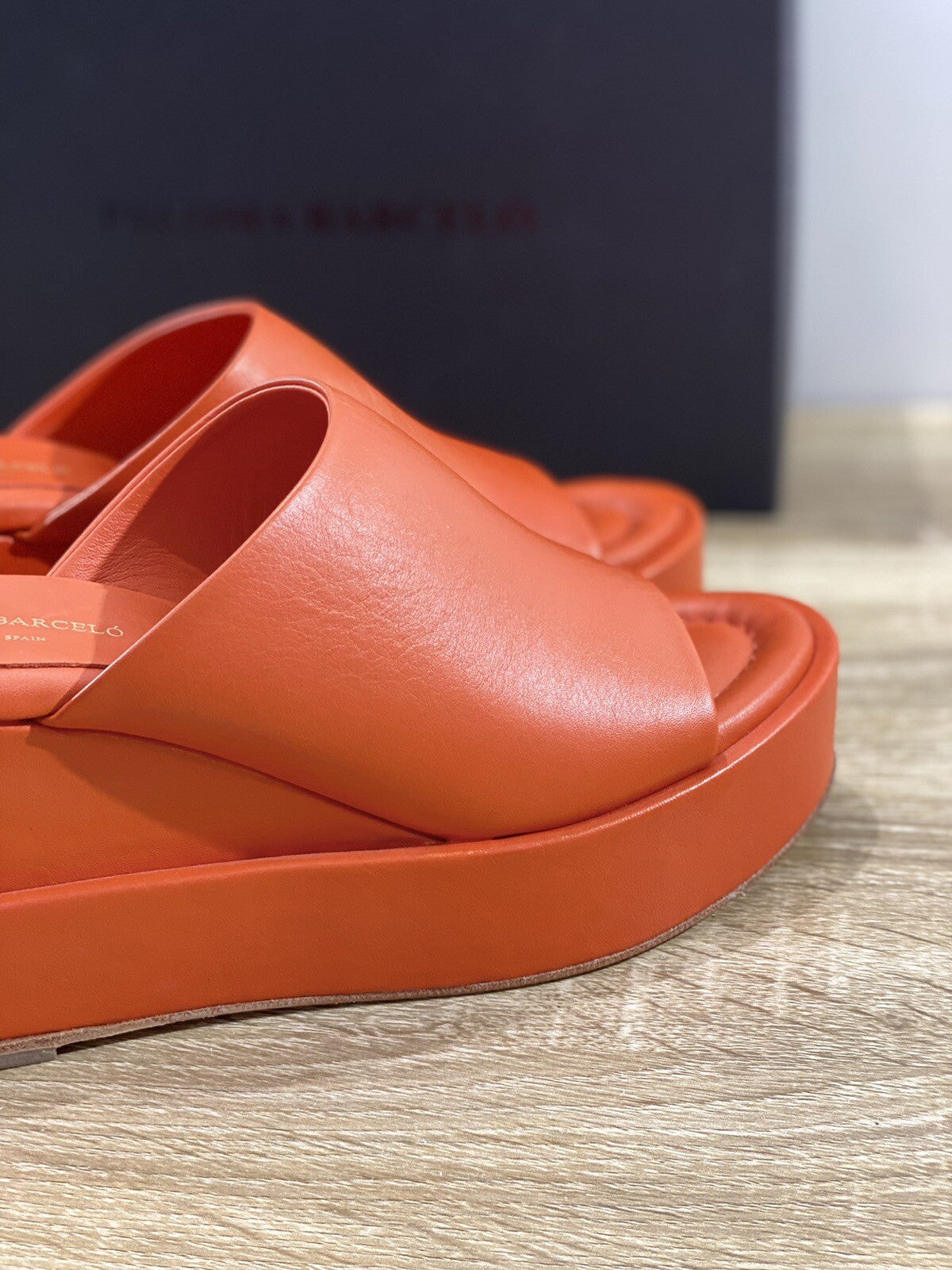 Paloma BARCELO’ Sandalo Donna Zeppa Marit In Pelle Orange Luxury Woman Sandal 39