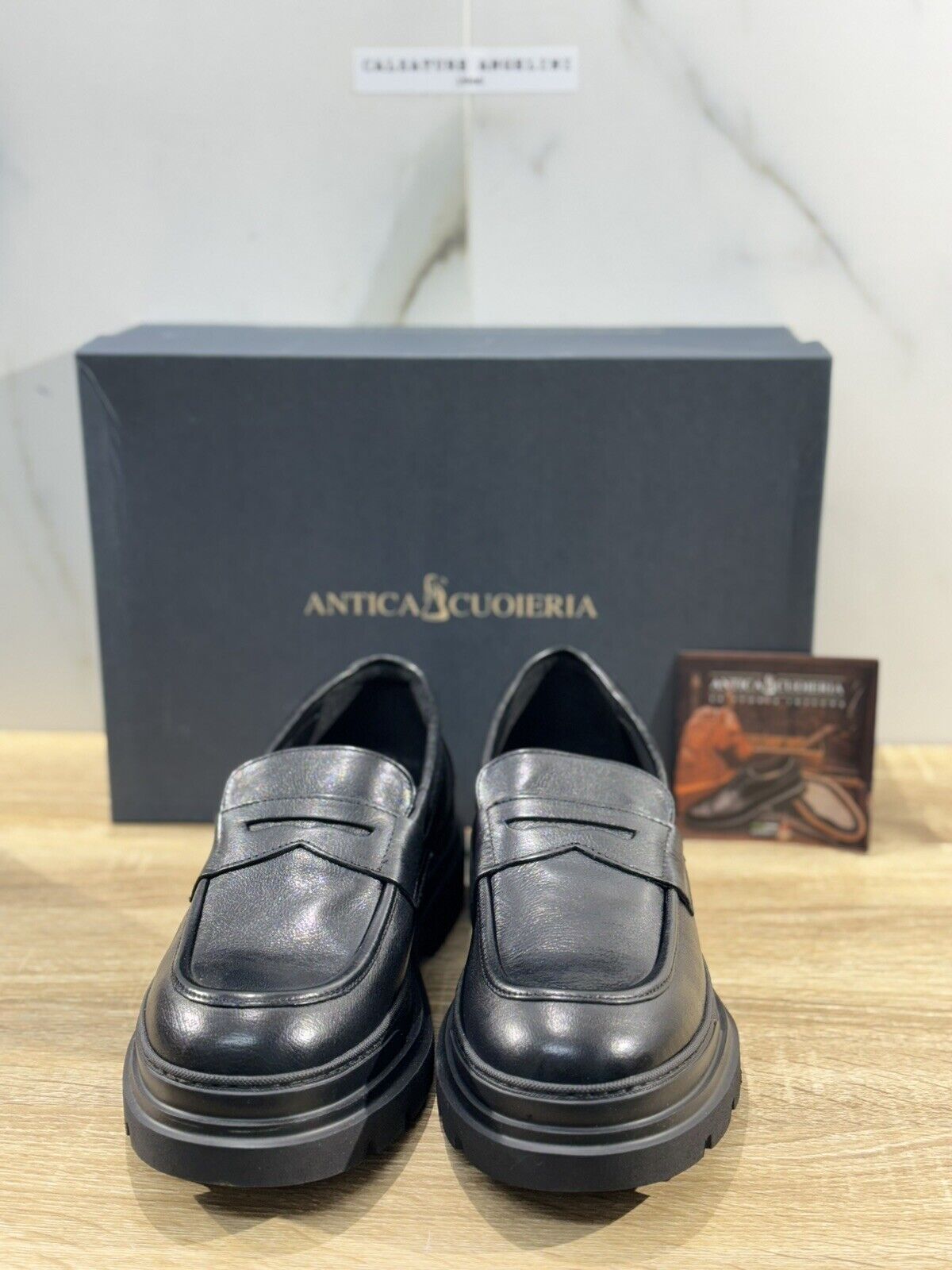 Antica Cuoieria Mocassino Uomo Pelle Nera Extra Light     Made in Italy 43