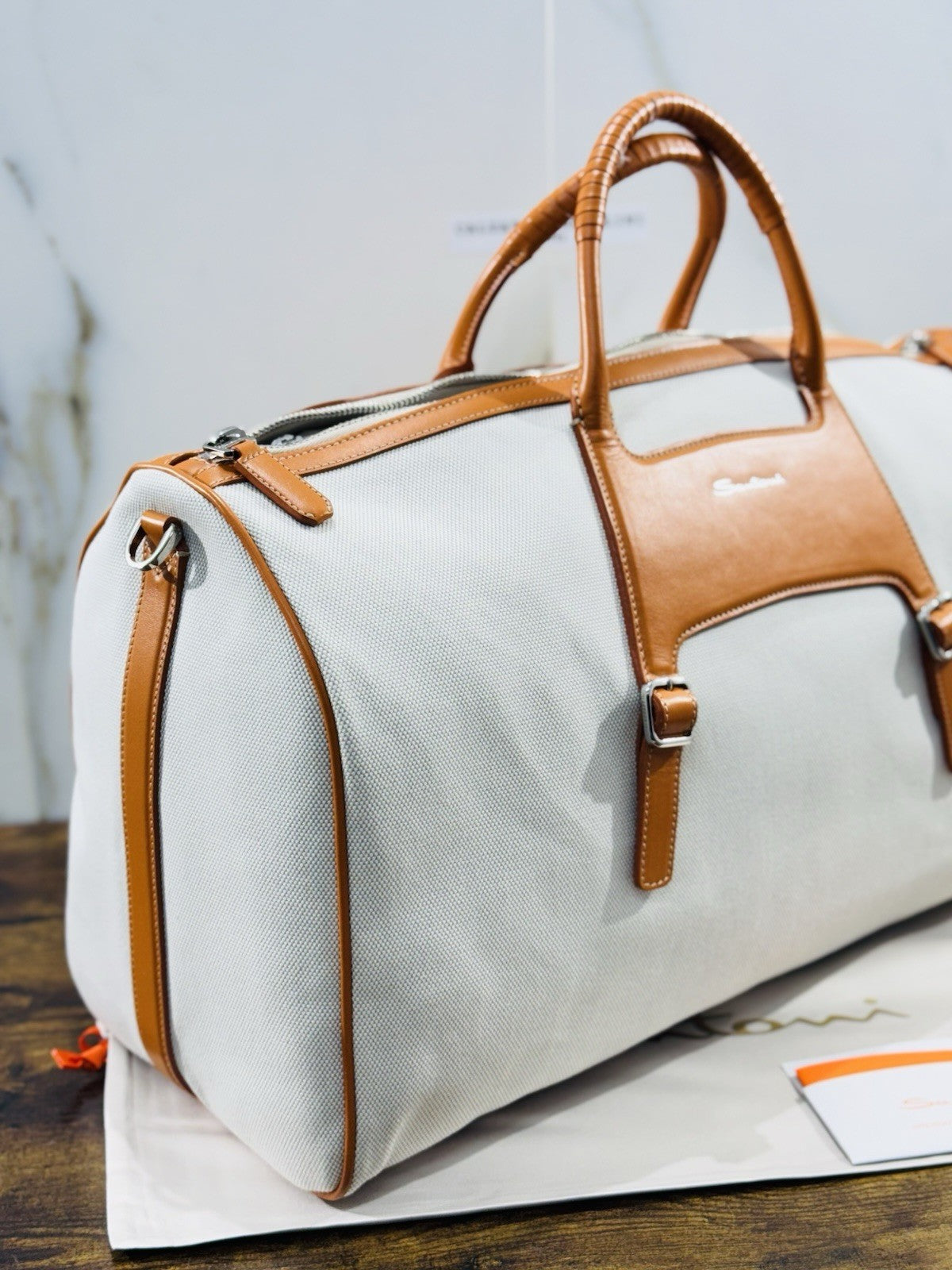 Borsone  Weekend Viaggio Santoni  Travel Bag Santoni Men Business Arancio