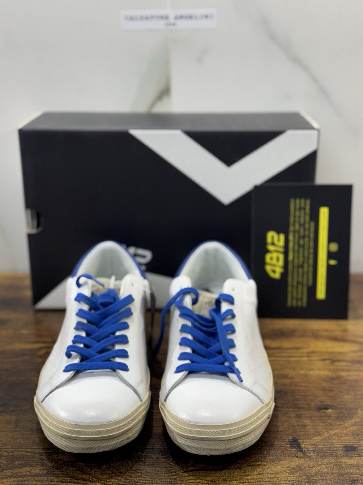 4B12 Sneaker Suprime  Pelle Bianco Bluette   Casual Uomo 40