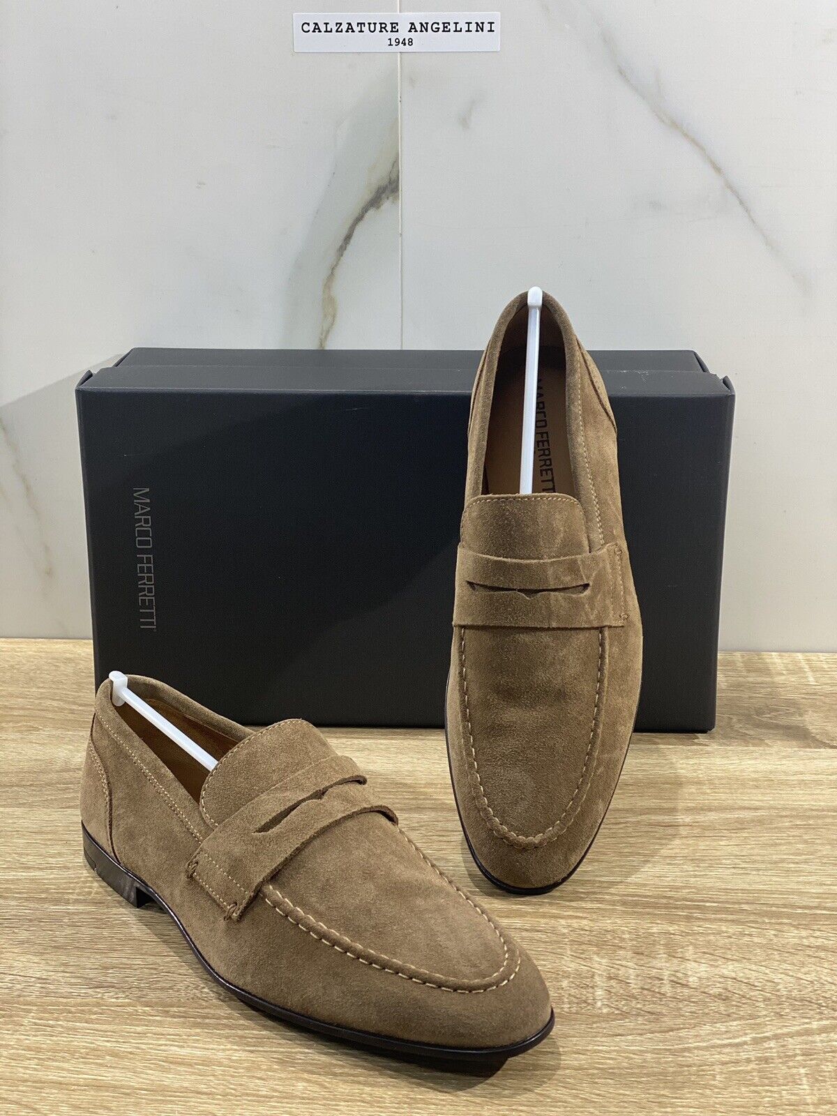 Marco Ferretti Mocassino uomo fondo Gomma blake made in italy Suede Roccia 42