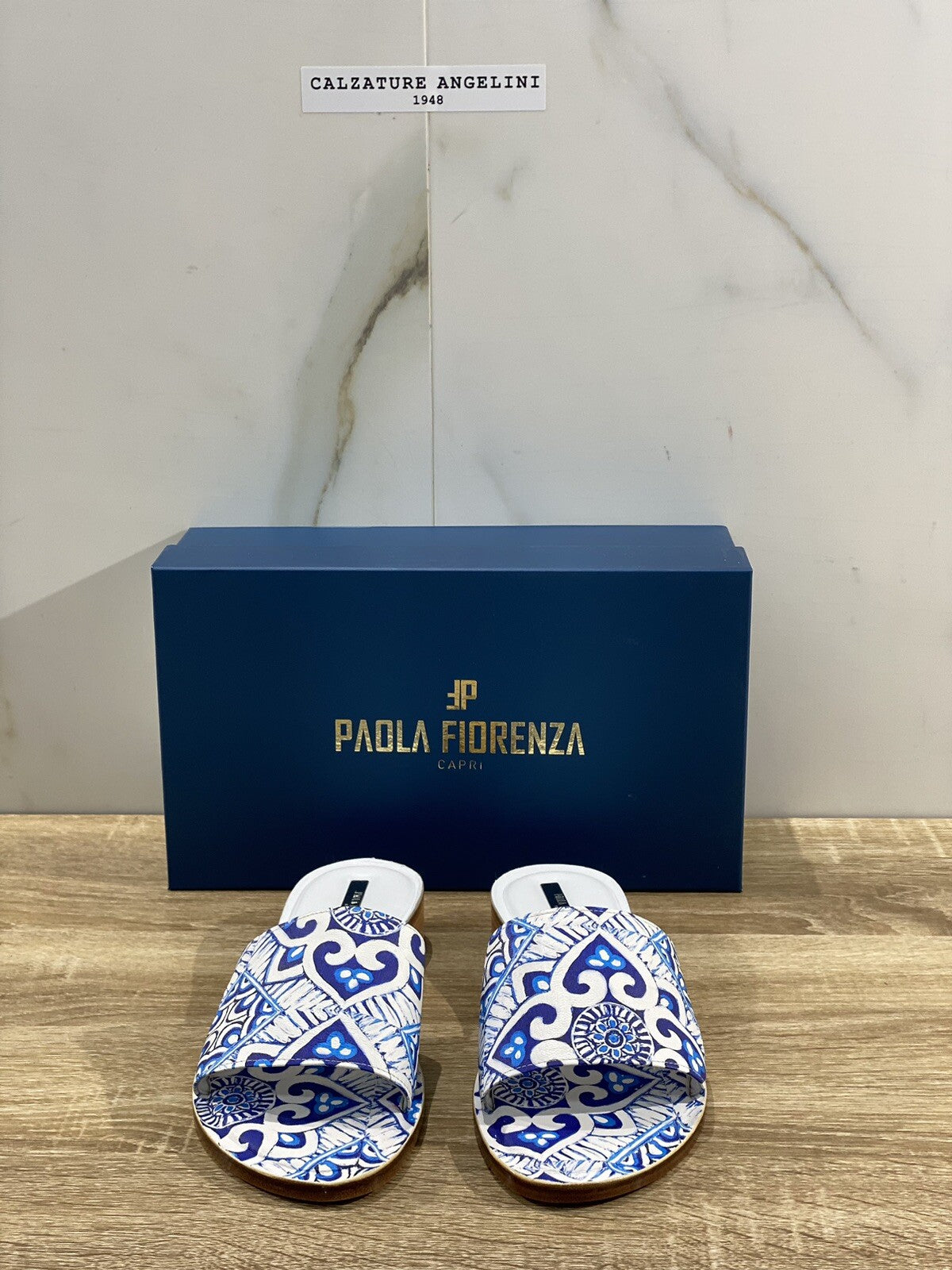 Paola Fiorenza Capri Sandalo Donna Maiolica Blu Fatte A Mano 38