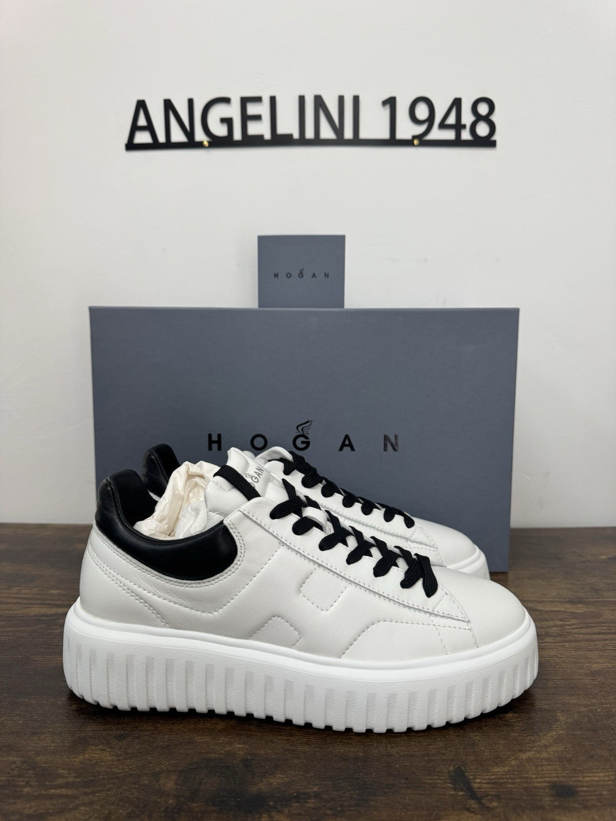 Hogan H-stripes New H Band Pelle Bianca Nero Memory Foam Scarpa Hogan Uomo 42