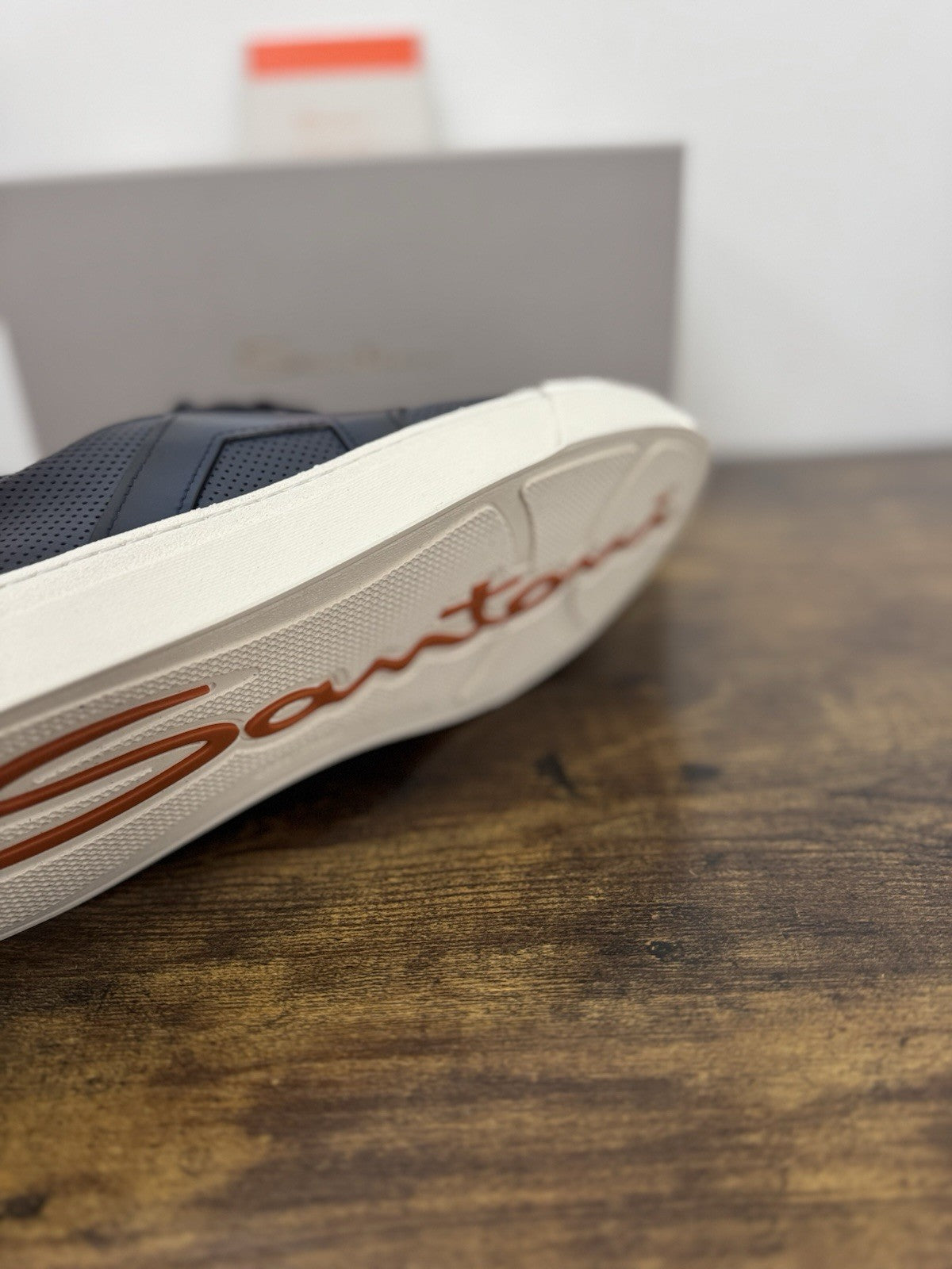 Santoni Sneaker Pelle Blu  Luxury Scarpa Santoni Uomo 41