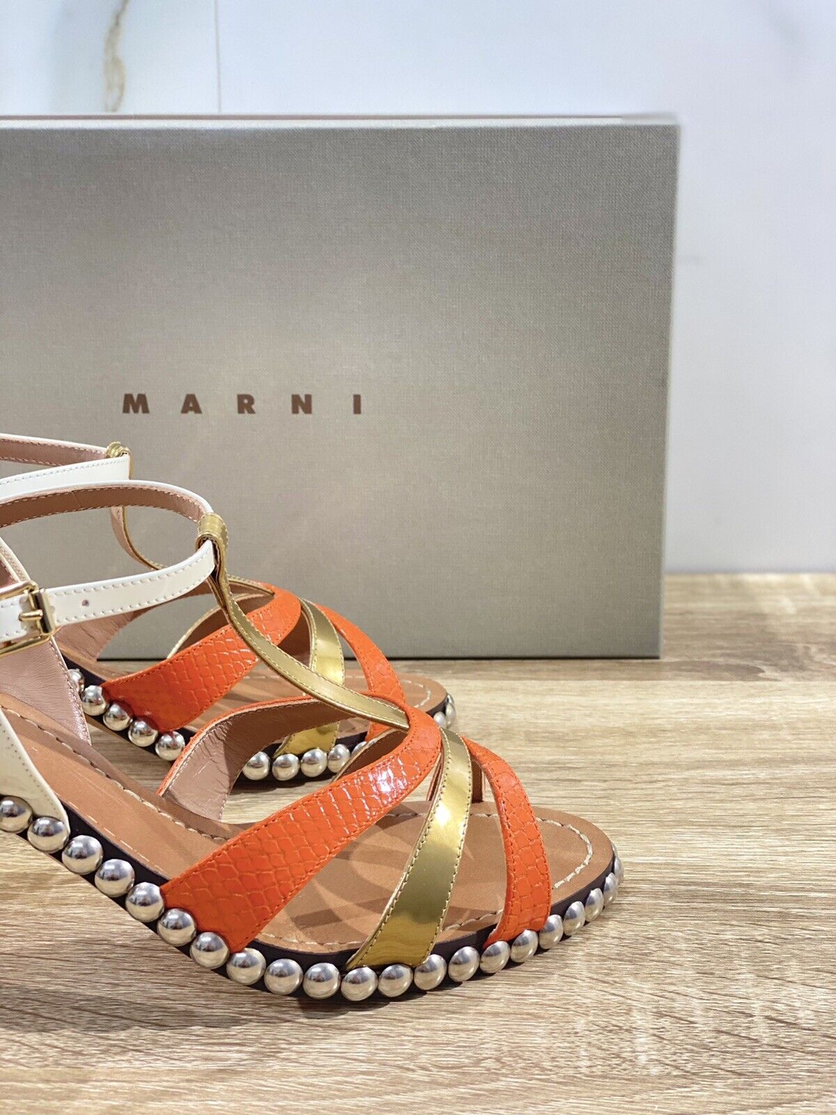 Marni Sandalo Donna In Pelle Arancio Luxury Marni Woman Shoes SAMS Numero 39