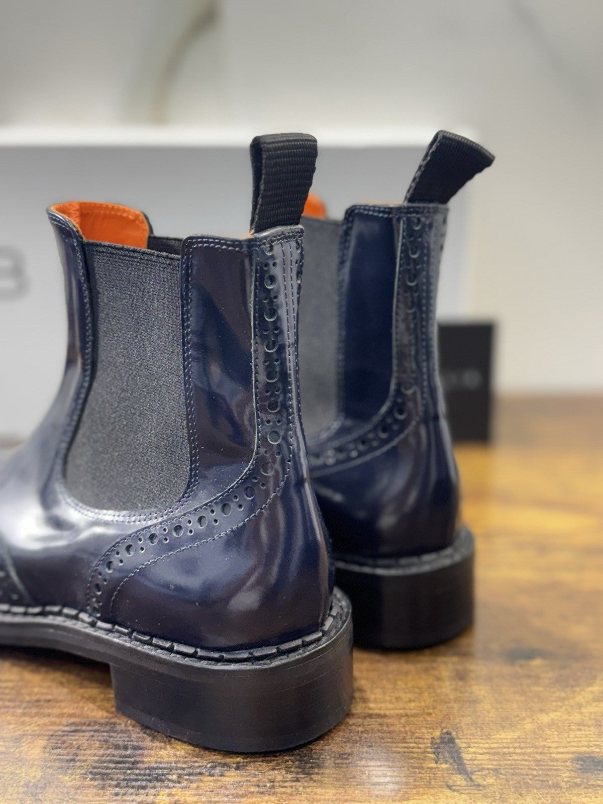 Bruglia Milano Chelsea Boot Blu Pelle  Top Quality Scarpe Donna 37
