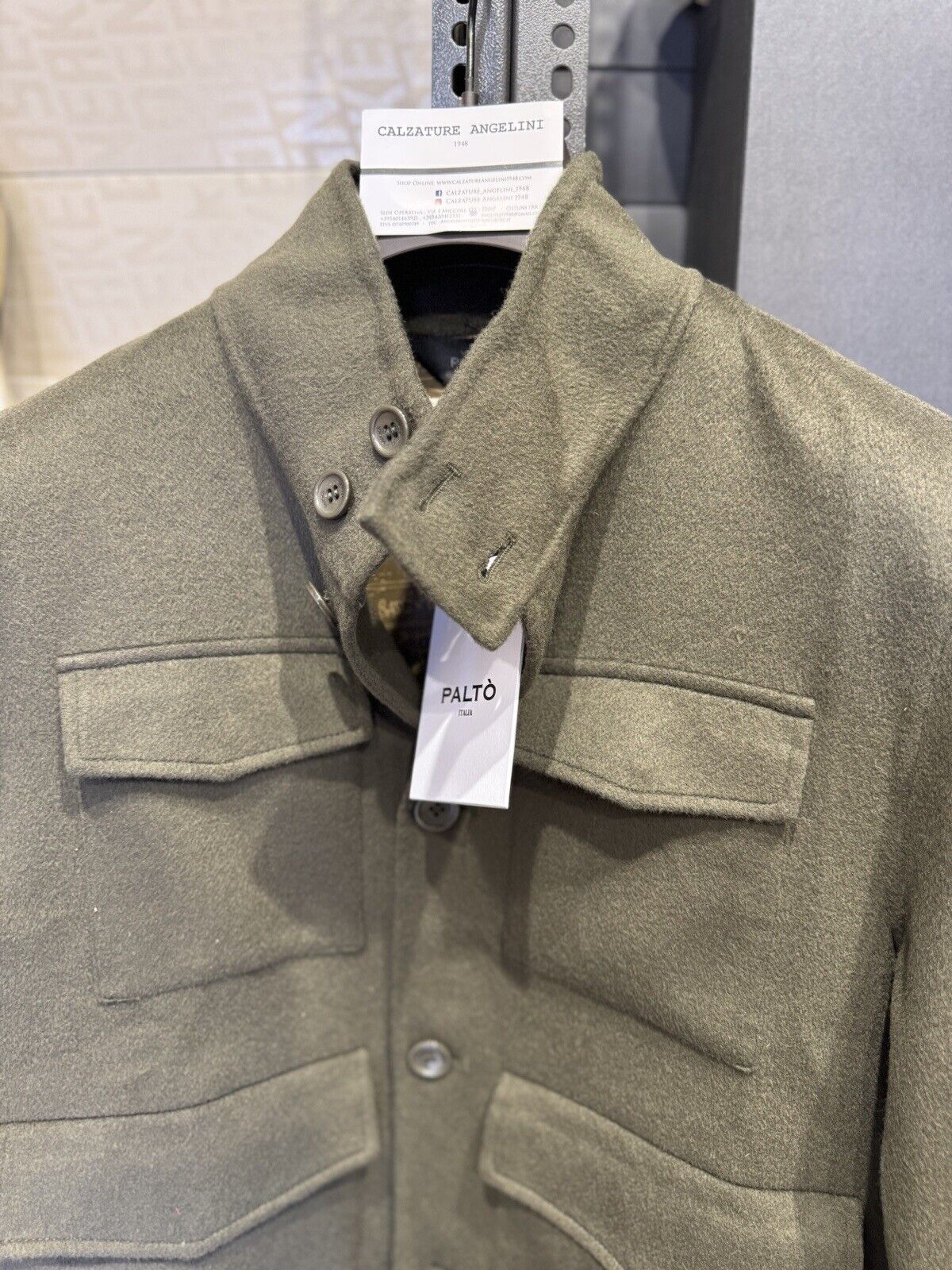 Palto’ Cappotto Corrado Verde Oliva Lana Cucito A Mano Lux  Men Jacket Palto’ 50