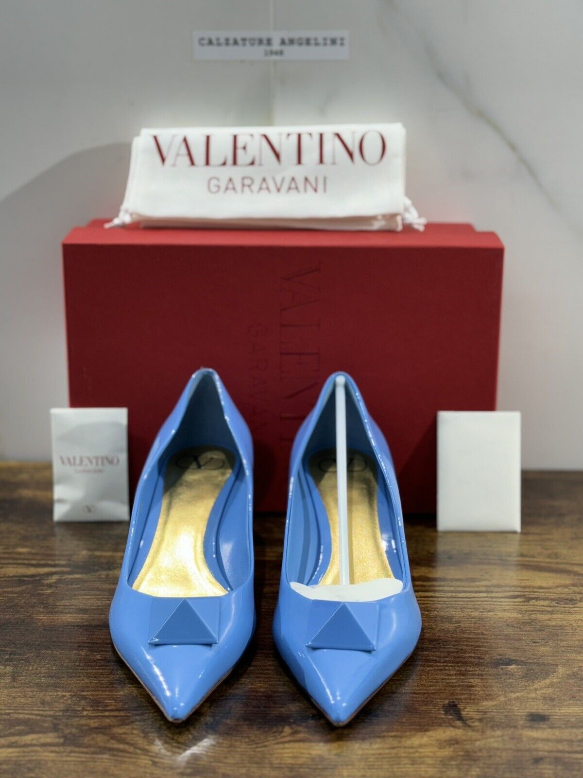 Valentino Garavani Decollete’ Donna One Stud Vernice Denim   50mm Luxury 42