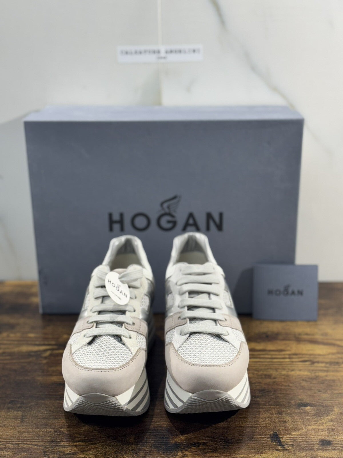 Hogan H222 sneaker Donna maxy zeppa extra light Grey  pelle 39.5