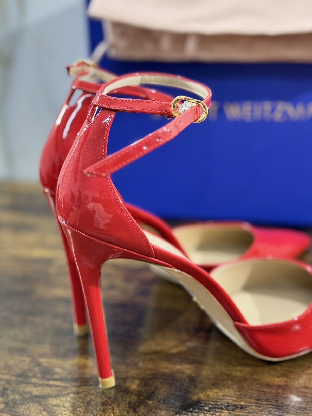 stuart weitzman Strap Pump 100 Pelle Rosso Luxury Woman Shoes 41