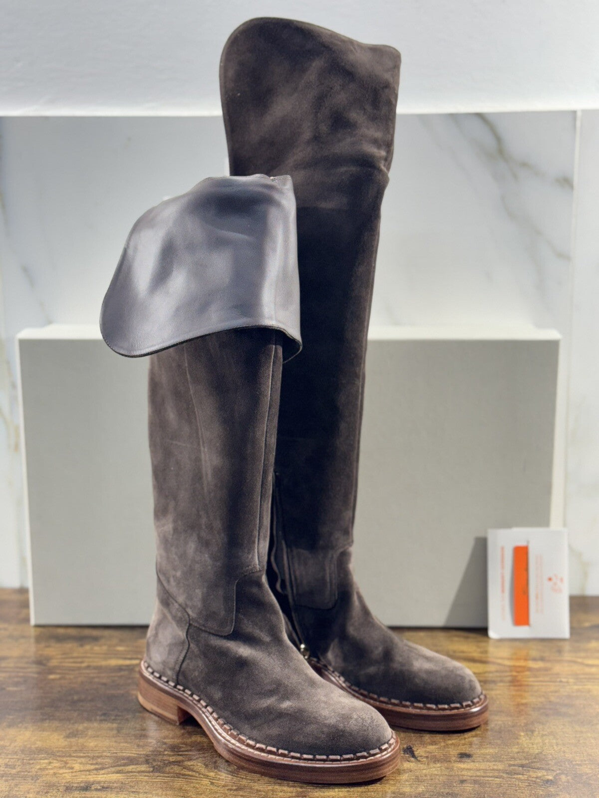 Santoni Stivali Donna In Pelle Suede Testa Moro Luxury Woman Boot Santoni 39.5