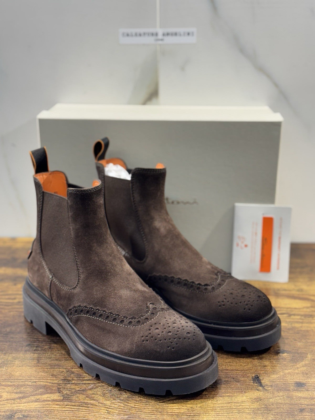 Santoni Chelsea Boot Commando   Suede Marrone  Luxury Santoni Uomo 42