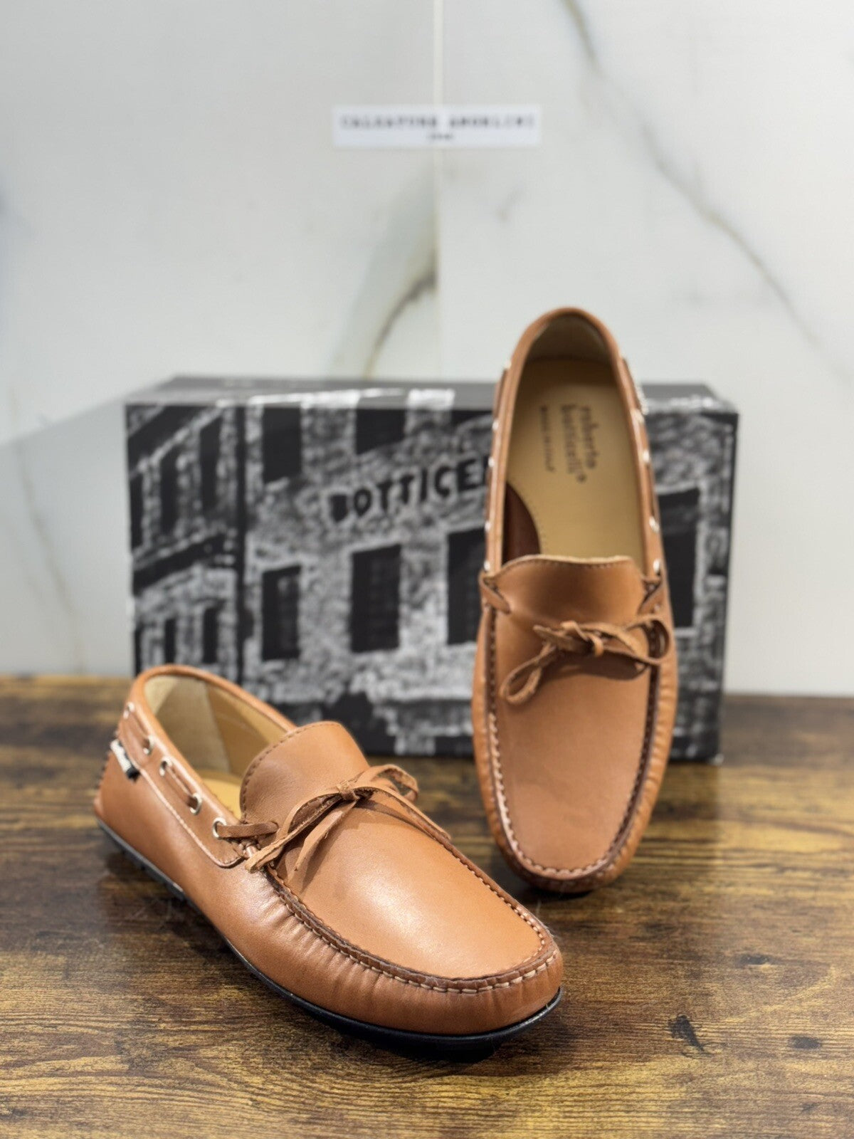 Roberto Botticelli Mocassino Uomo Driver Pelle Cuoio  Made In Italy 41
