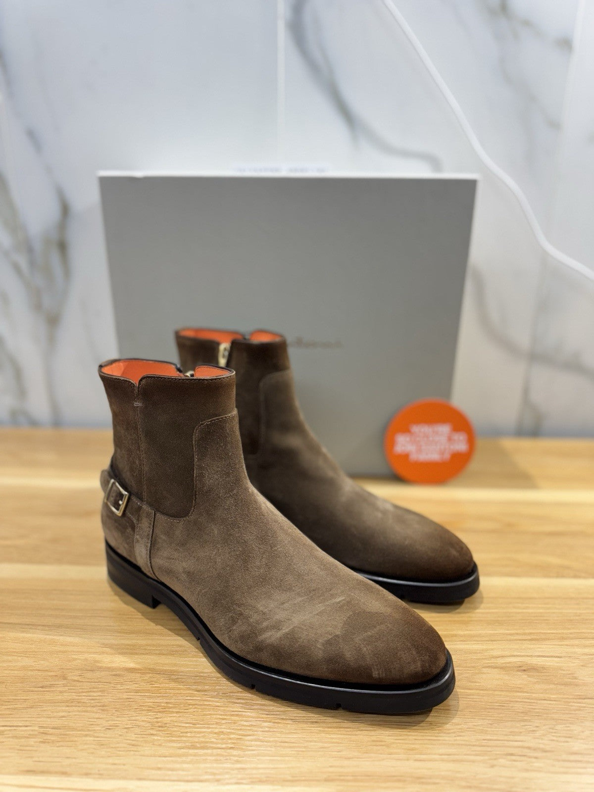 Santoni Chelsea Boot Suede Cuoio Luxury Santoni Boot Uomo 41.5