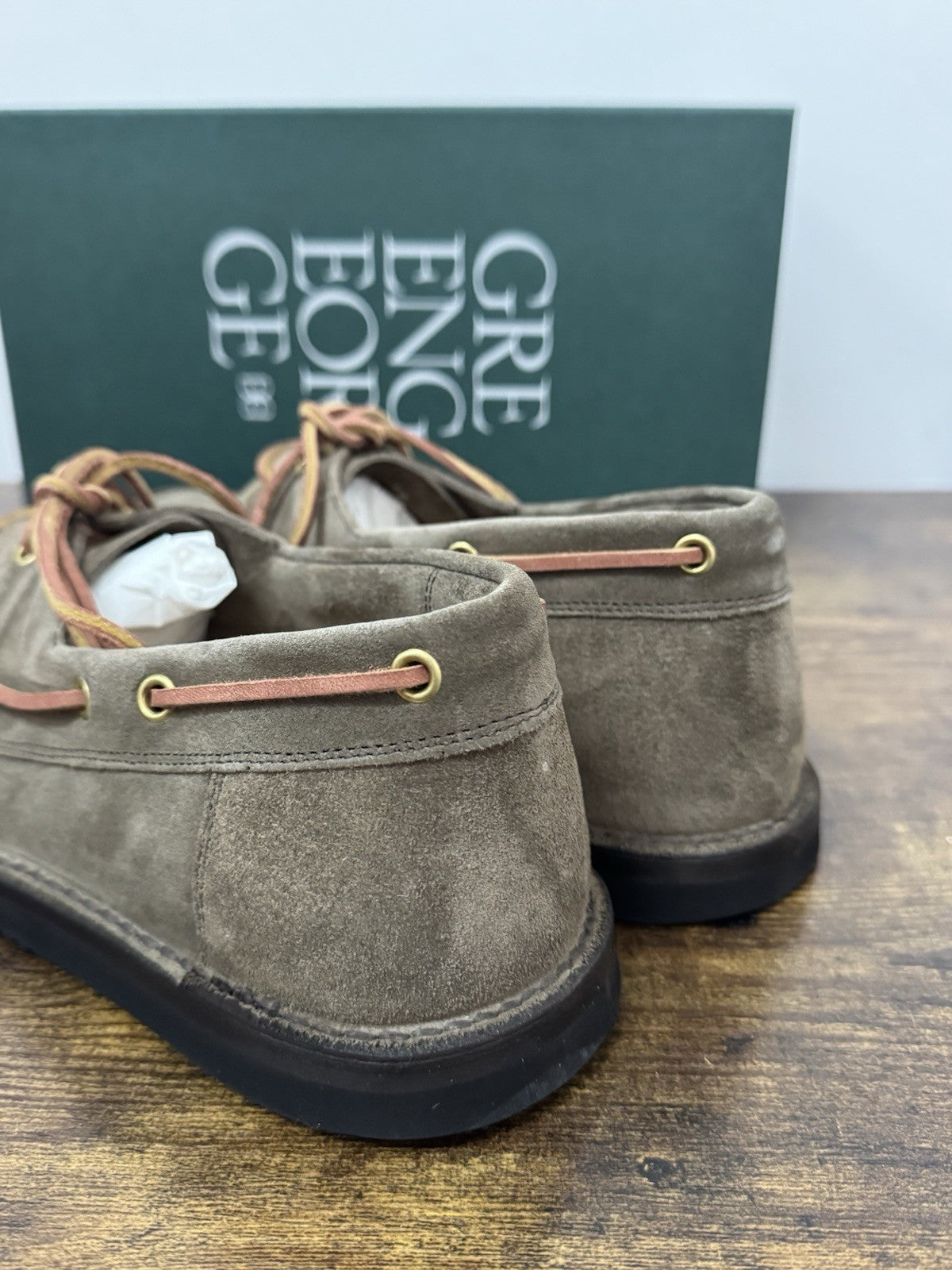 Green George Mocassino Barca Suede Tortora  Handmade In Italy Uomo 42