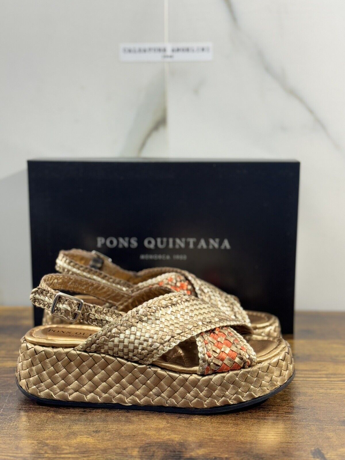 Pons Quintana Sandalo Donna Zeppa Bronzo Handmade 37