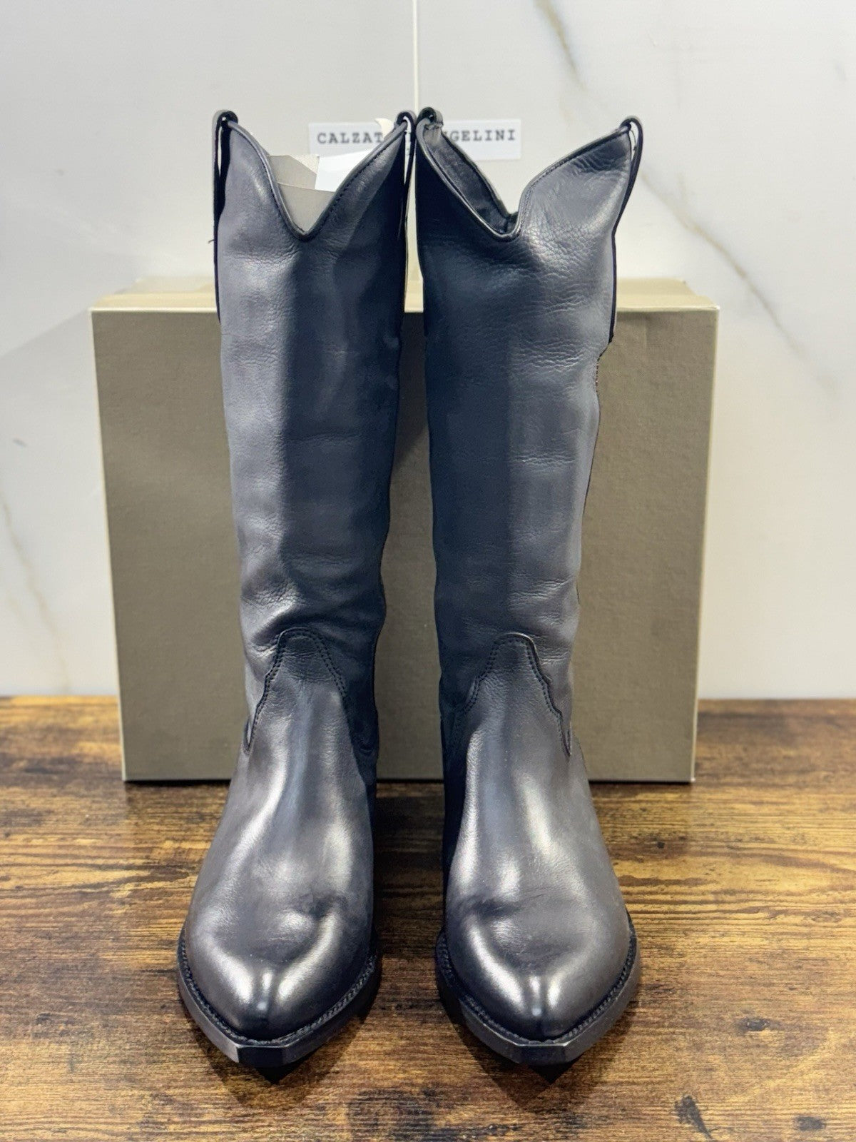 Duccio Del Duca Texano  Pelle Nero   Made In Italy Donna 36