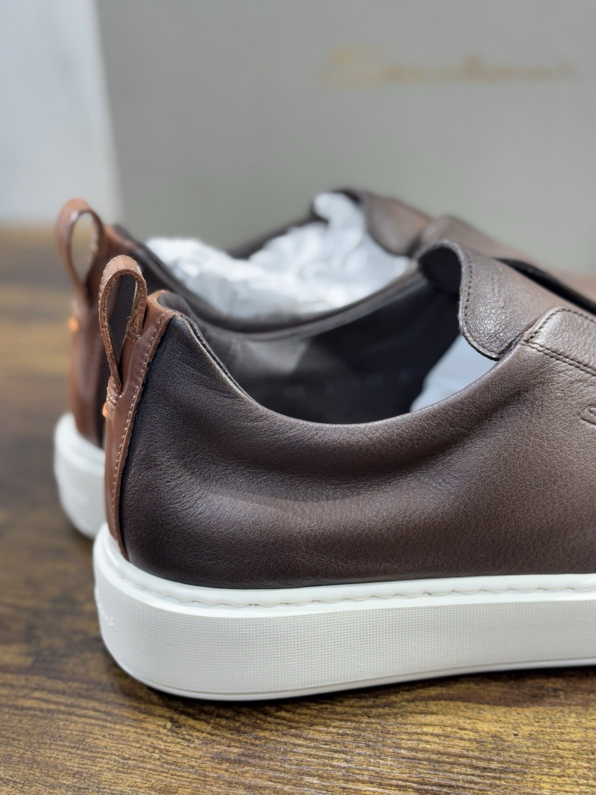 Santoni Sneaker No Lace Pelle Marrone Icon Santoni Scarpe Uomo 43.5
