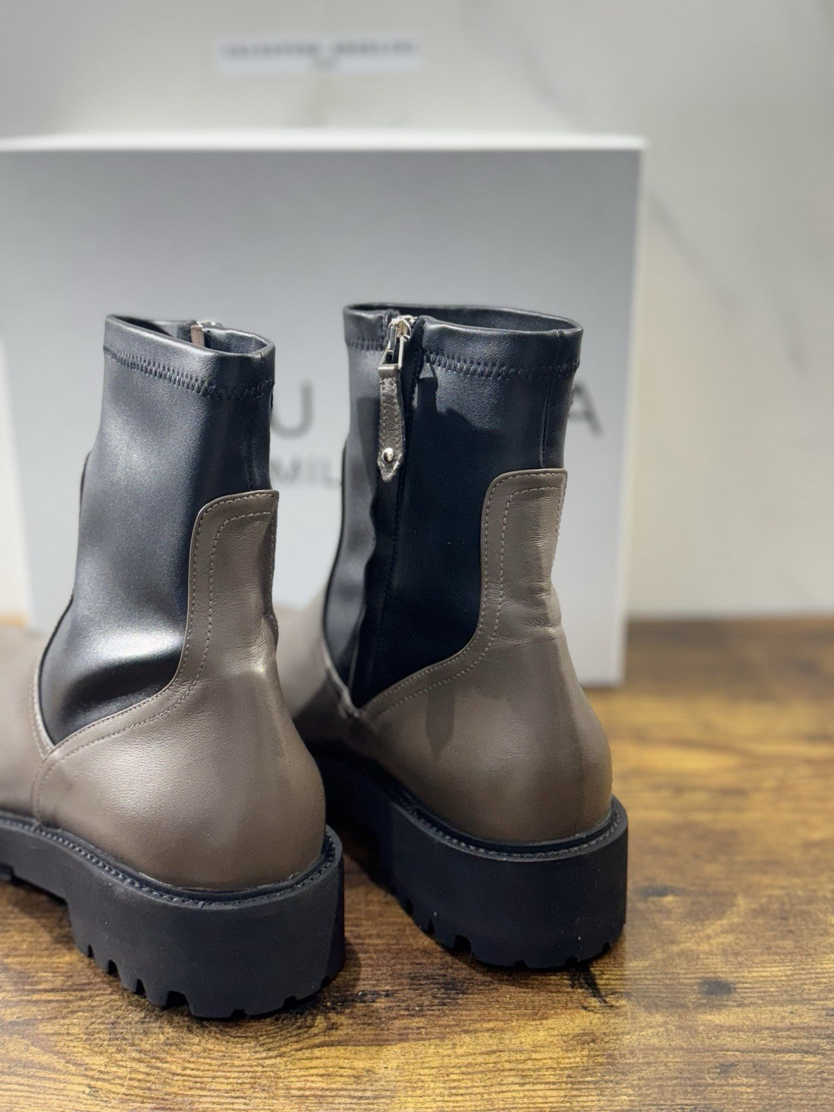 Bruglia Milano Chelsea Boot Fango  Pelle  Top Quality Scarpe Donna 38