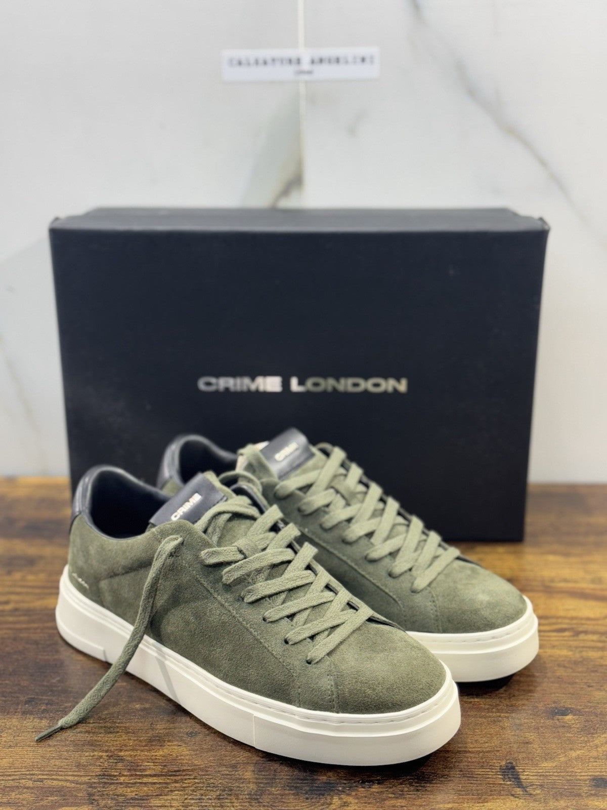 Crime London Sneaker Uomo Extra light Pelle Suede Verde  Casual Men Shoes 41