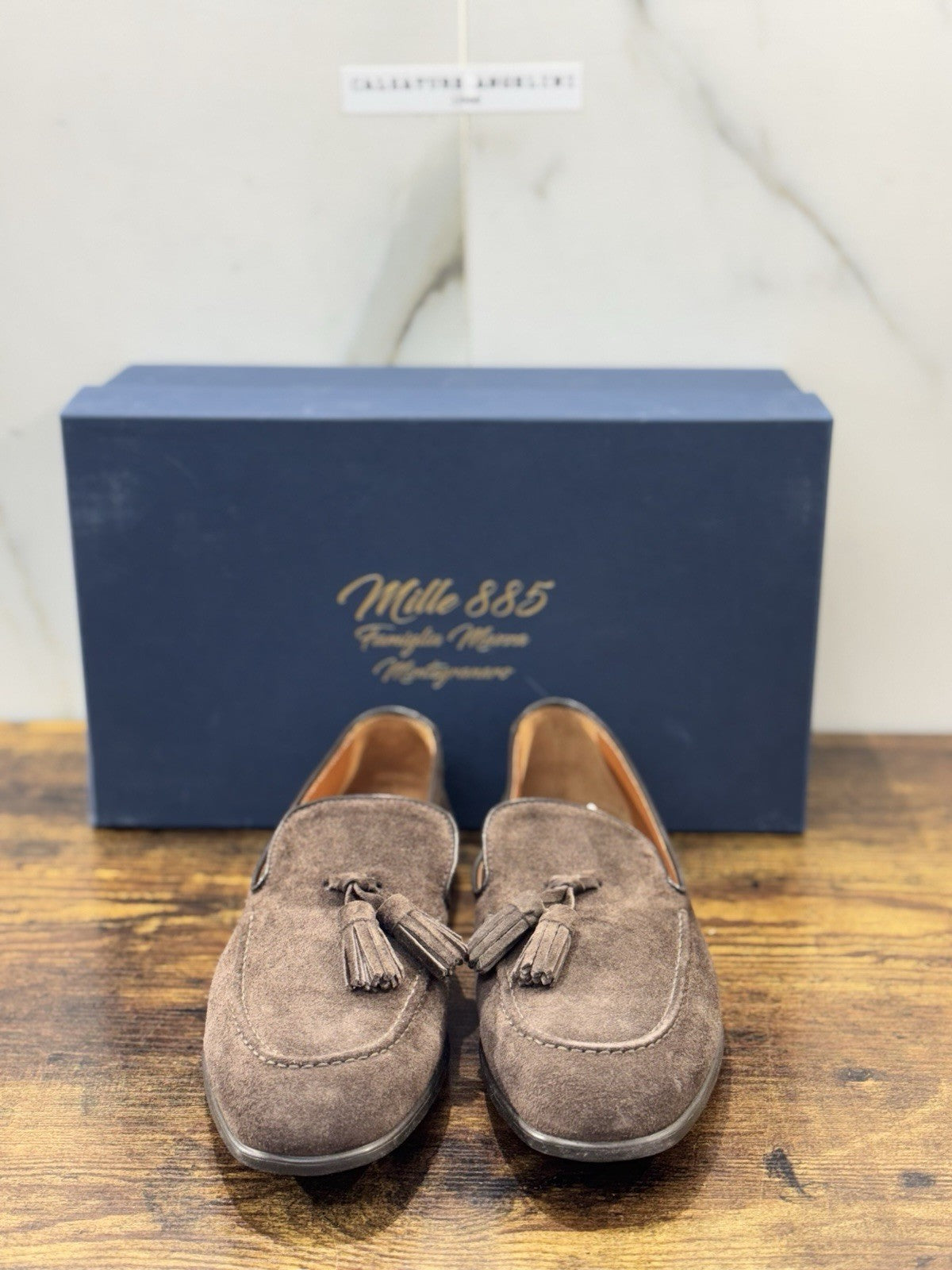 Mille 885 Mocassino Suede T Moro Fatto A Mano In Italia Uomo 39