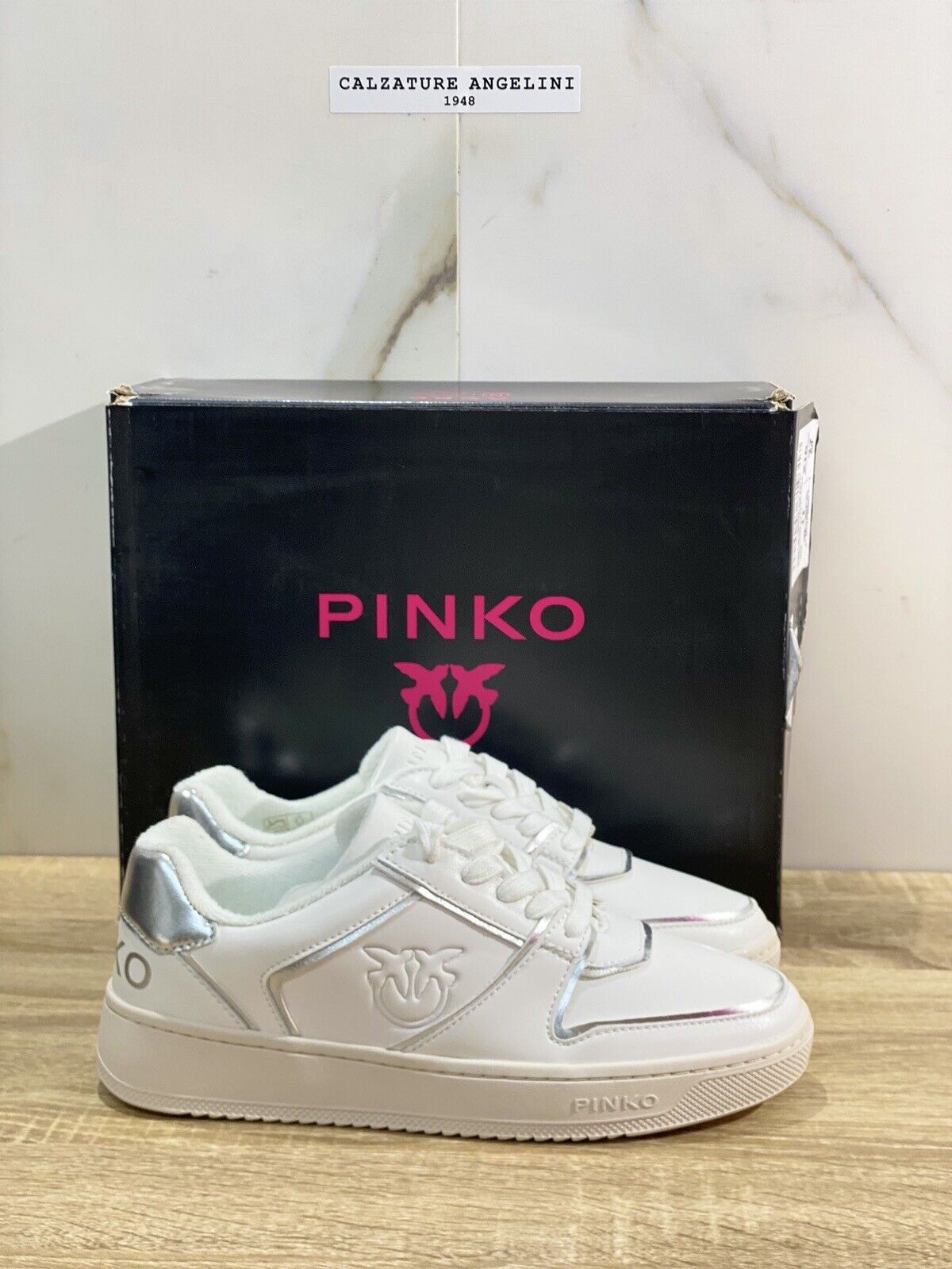 Pinko Flamine Sneaker Donna Recycled Bianco Argento Casual 37