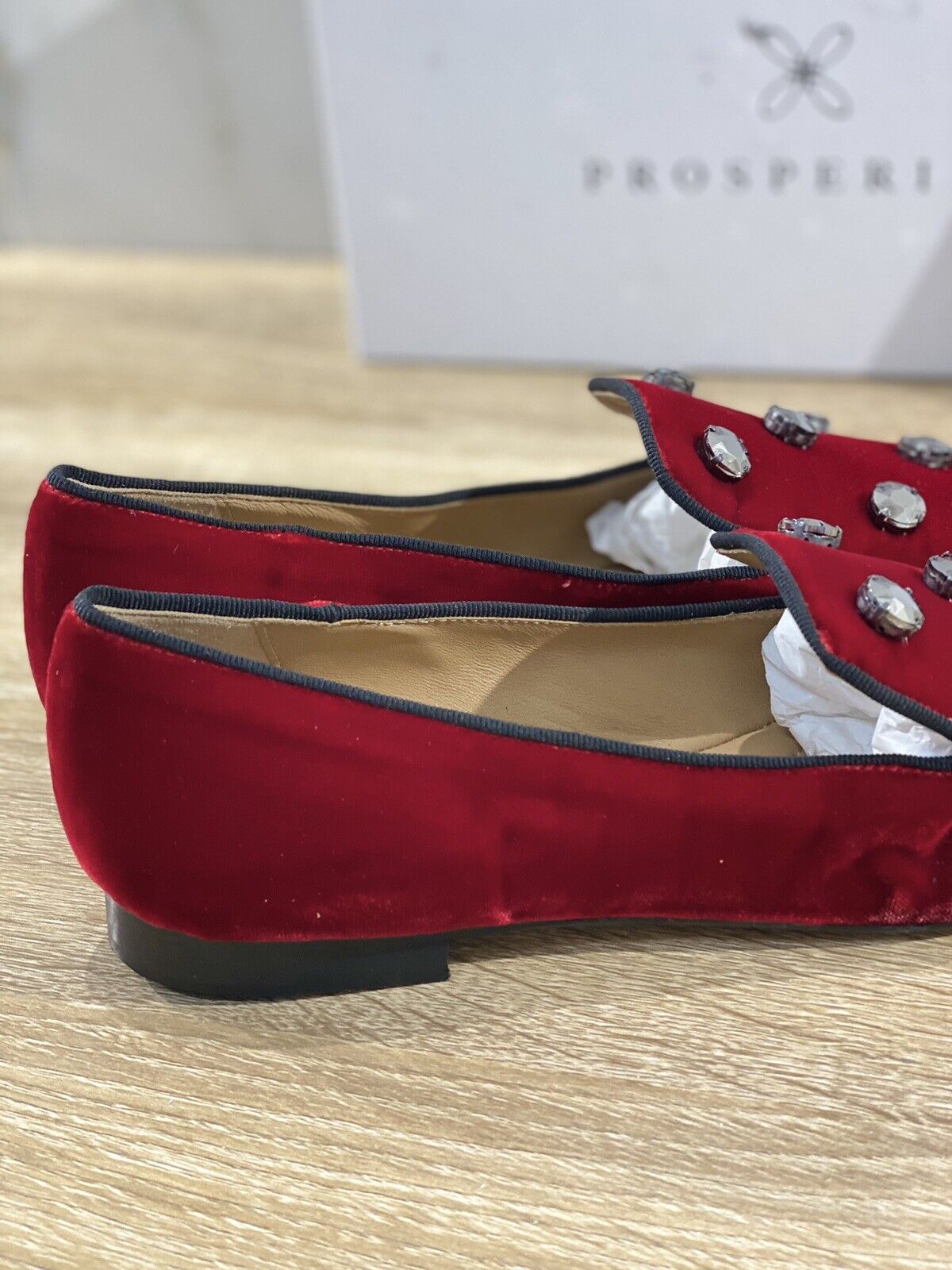 Prosperine Mocassino donna in Velluto Rosso luxury made in italy 36