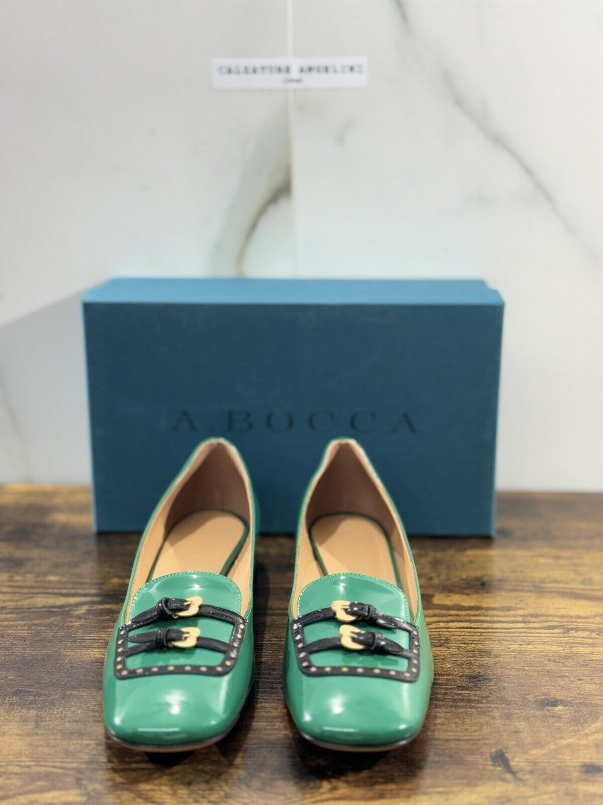 A.Bocca Two For Love Mocassino Donna Pelle   Verde  Tacco Luxury Handmade 41