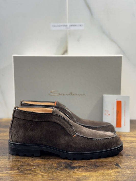 Santoni Polacco Open Walk Suede Marrone  Luxury Santoni Uomo 39