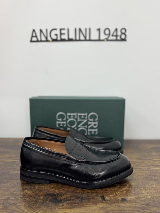 Green George Mocassino Washed  Pelle Nero  Fondo Vibram  In Italy Uomo 43