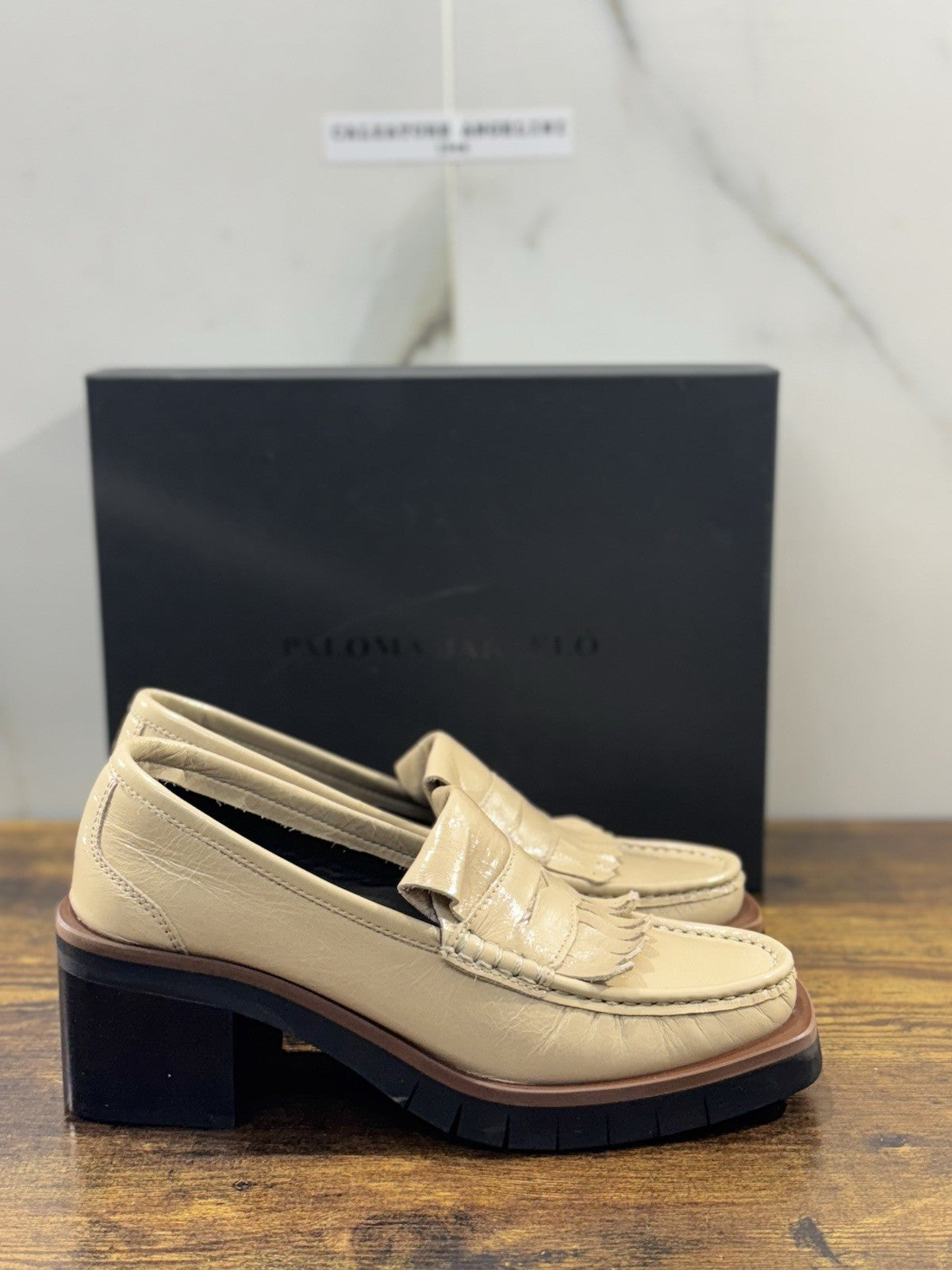 Paloma Barcelo’ Mocassino Gaula      Pelle Taupe Con Tacco     Casual Loafer 41