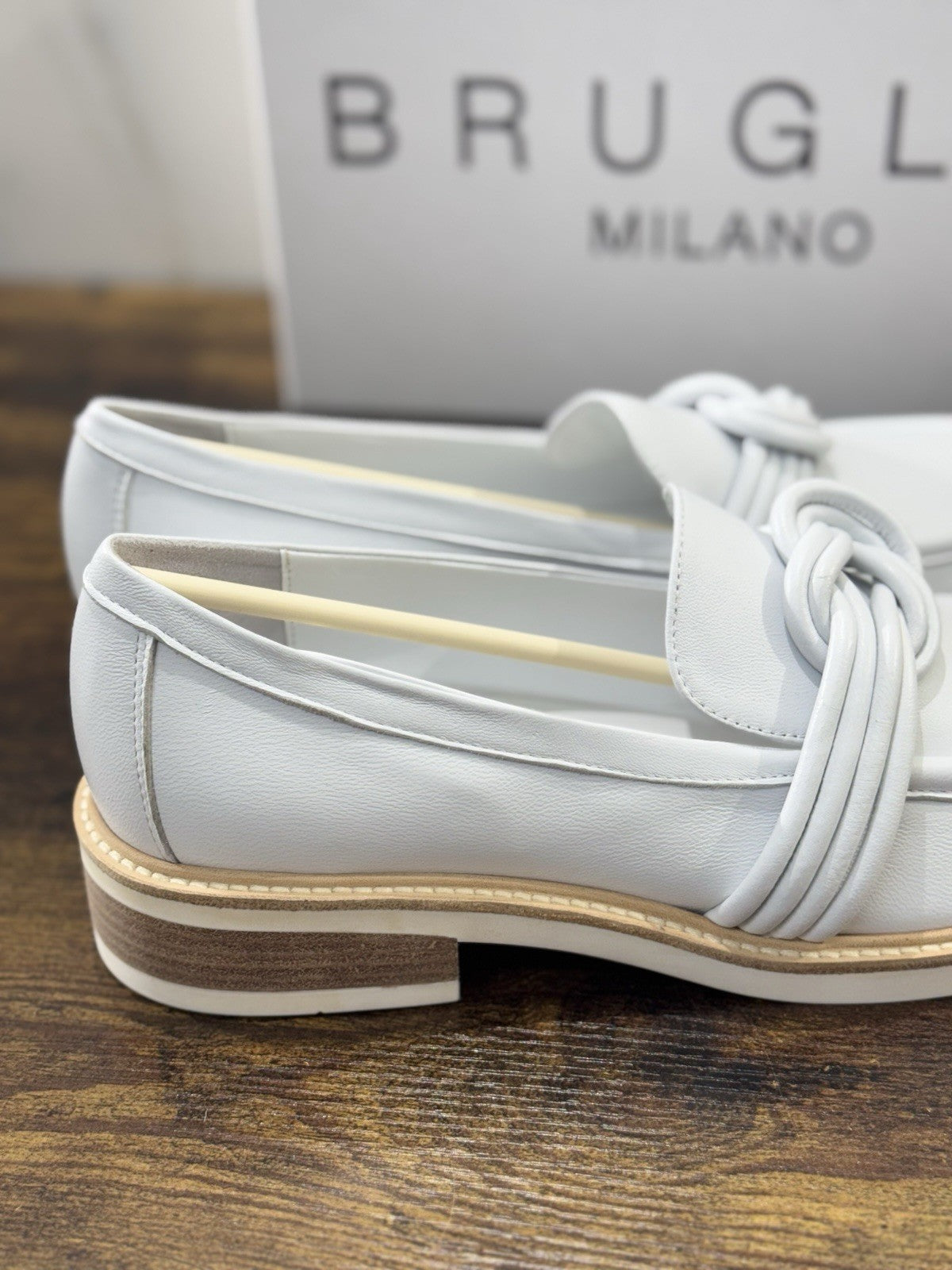 Bruglia Milano Mocassino Bianco  Pelle  Top Quality Scarpe Donna 40